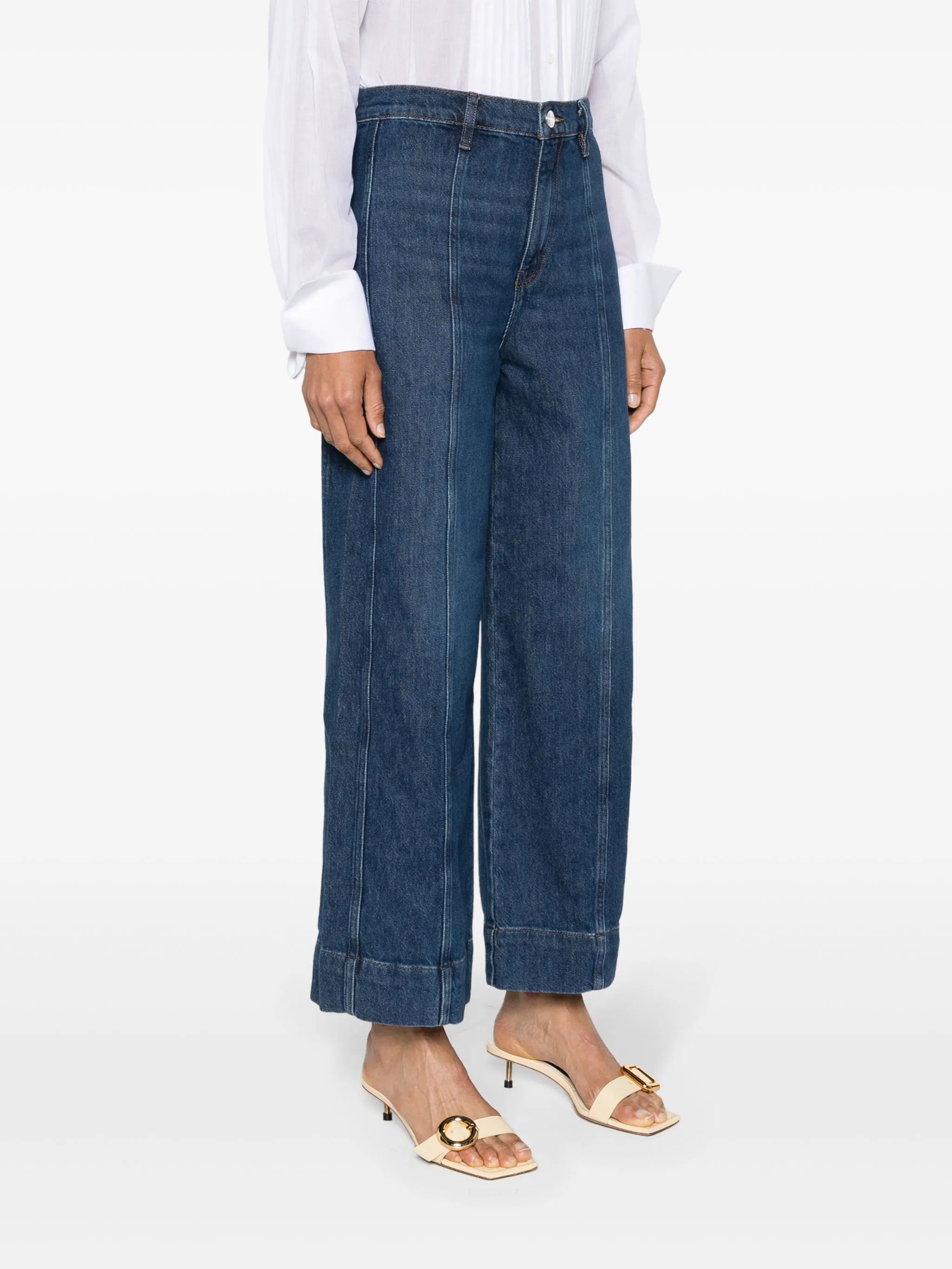 Seamed high-rise wide-leg jeans