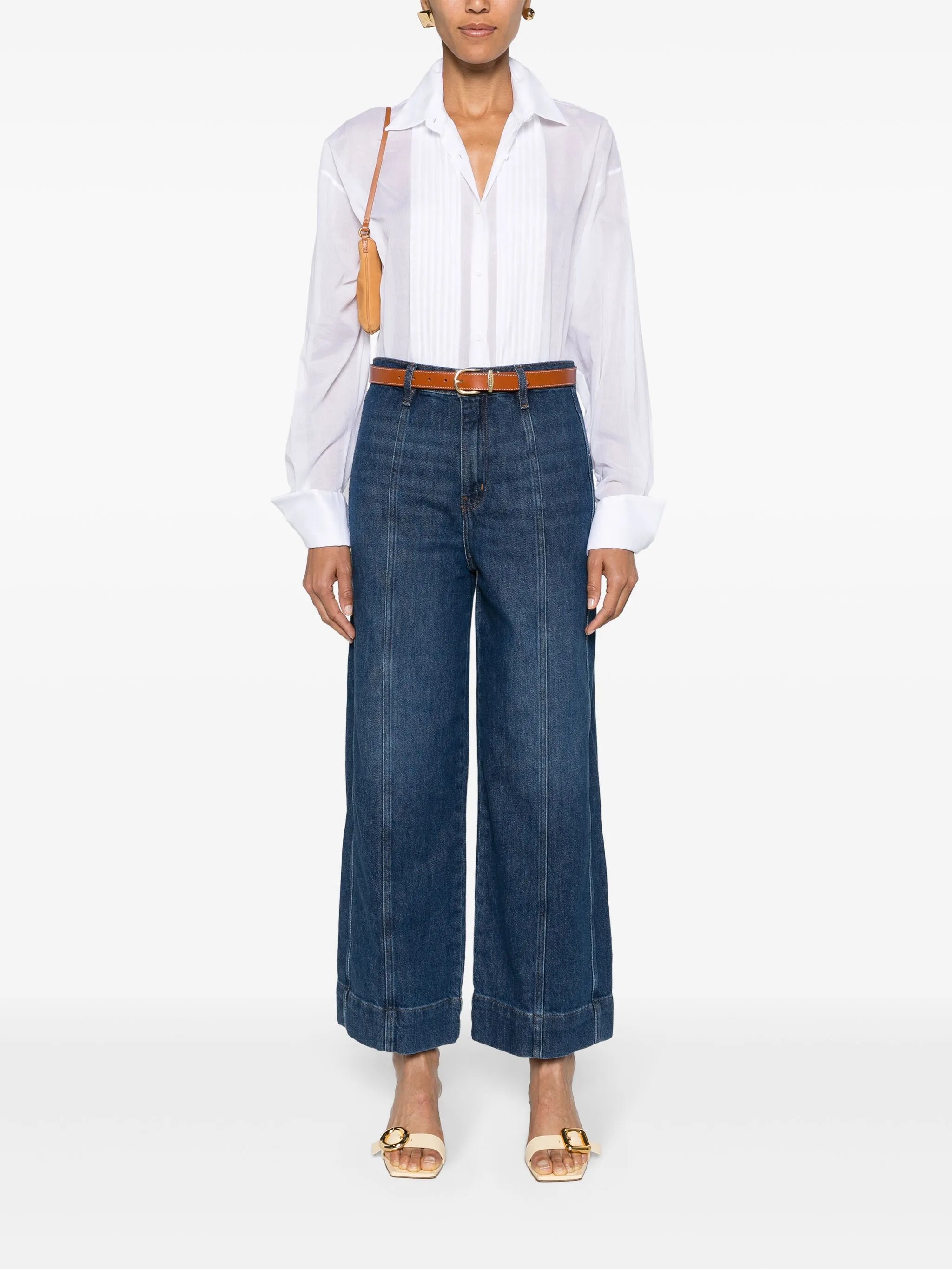 Seamed high-rise wide-leg jeans