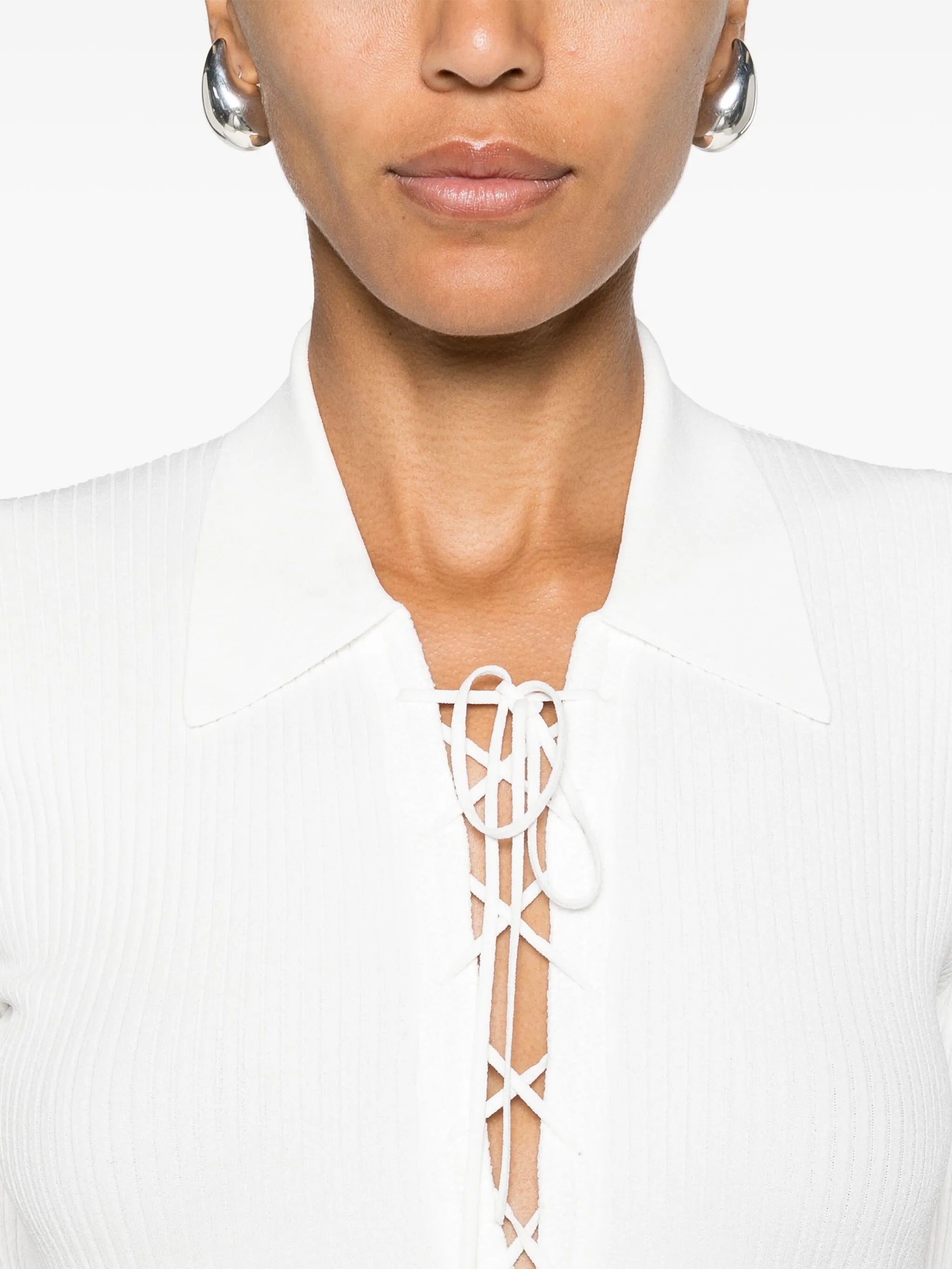 lace-up ribbed top
