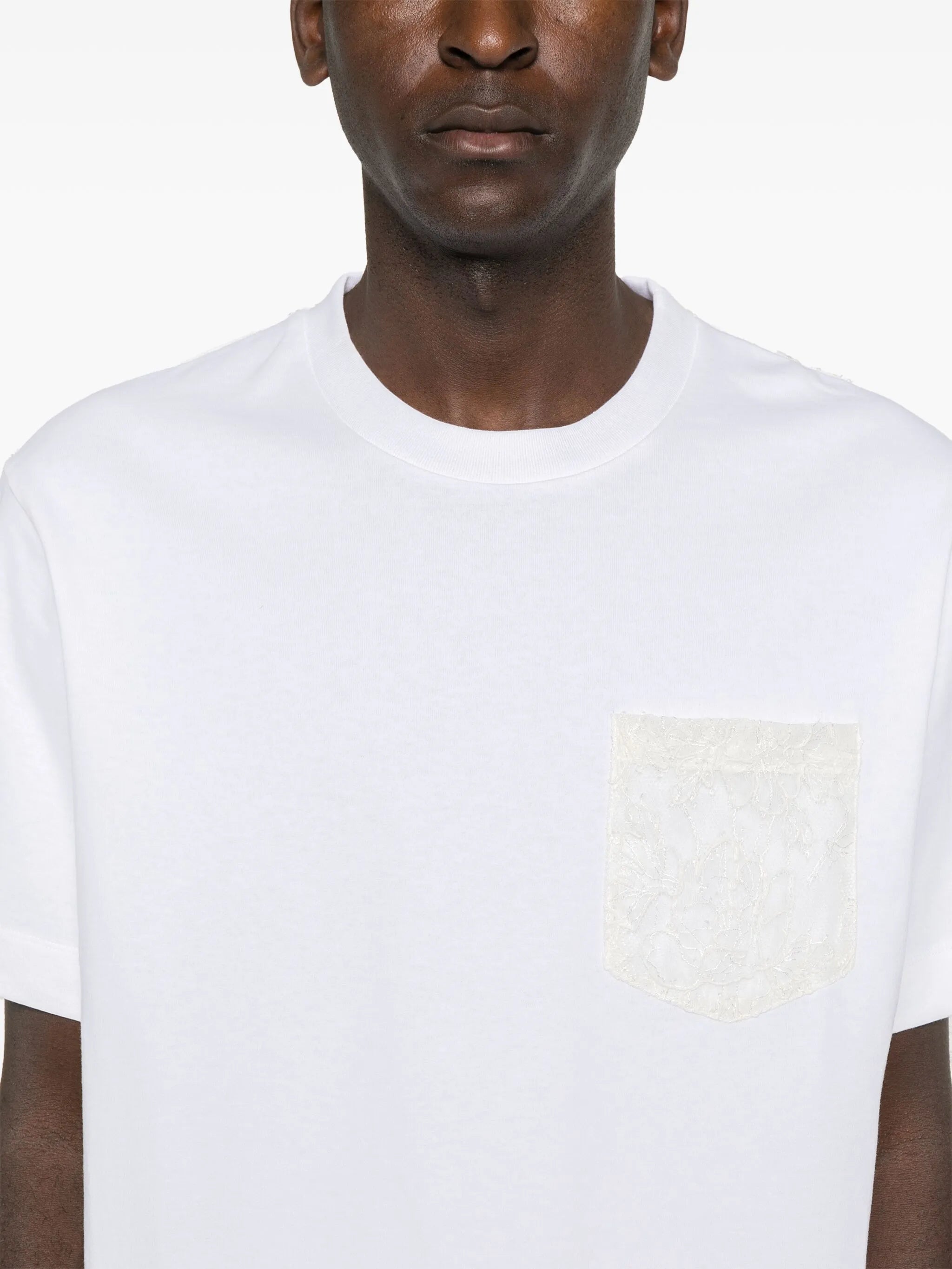 sheer lace-panel T-shirt
