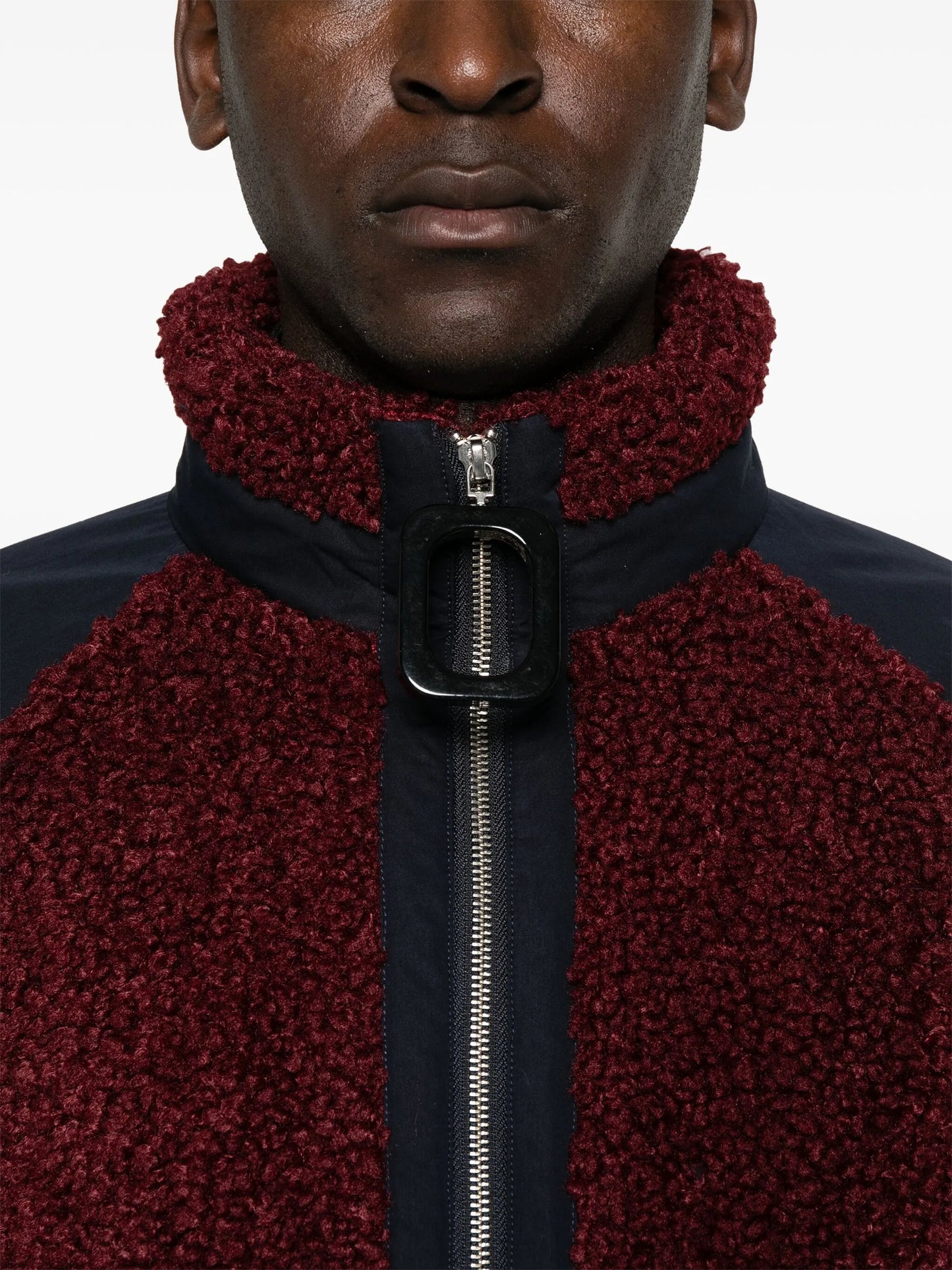 colour-block fleece bomber jacket