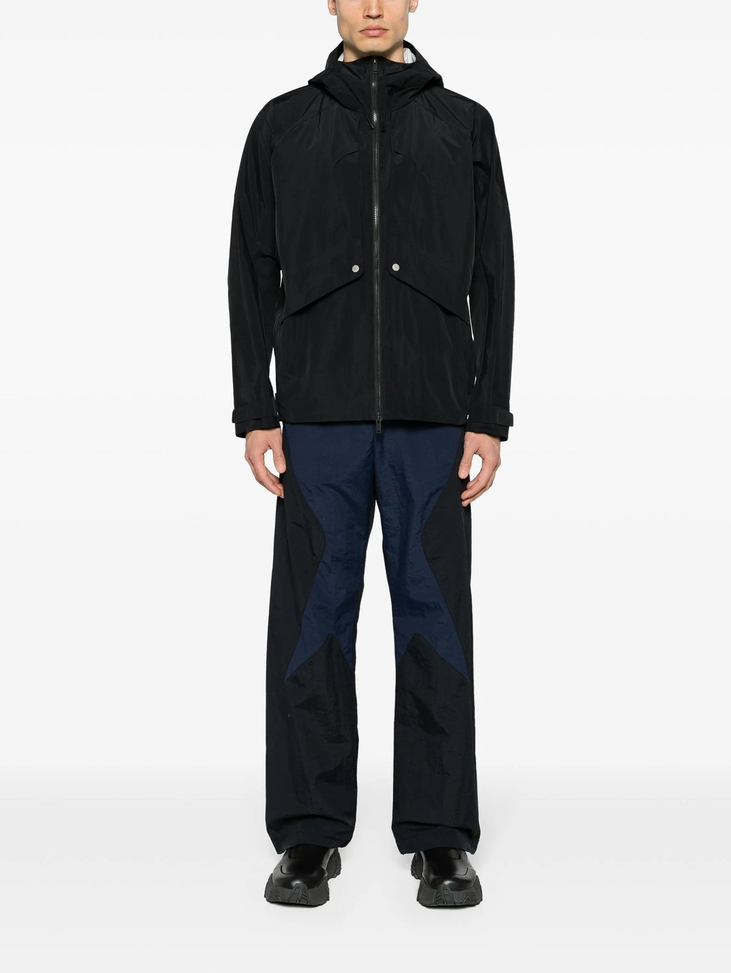 Lobe panelled hooded jacket