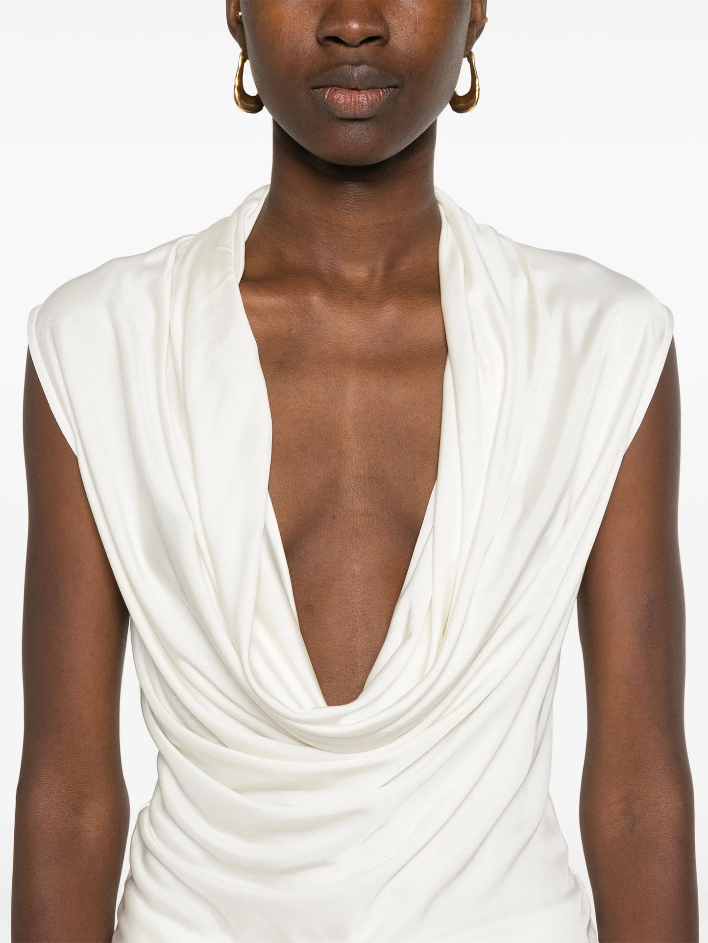 cowl-neck sleeveless top