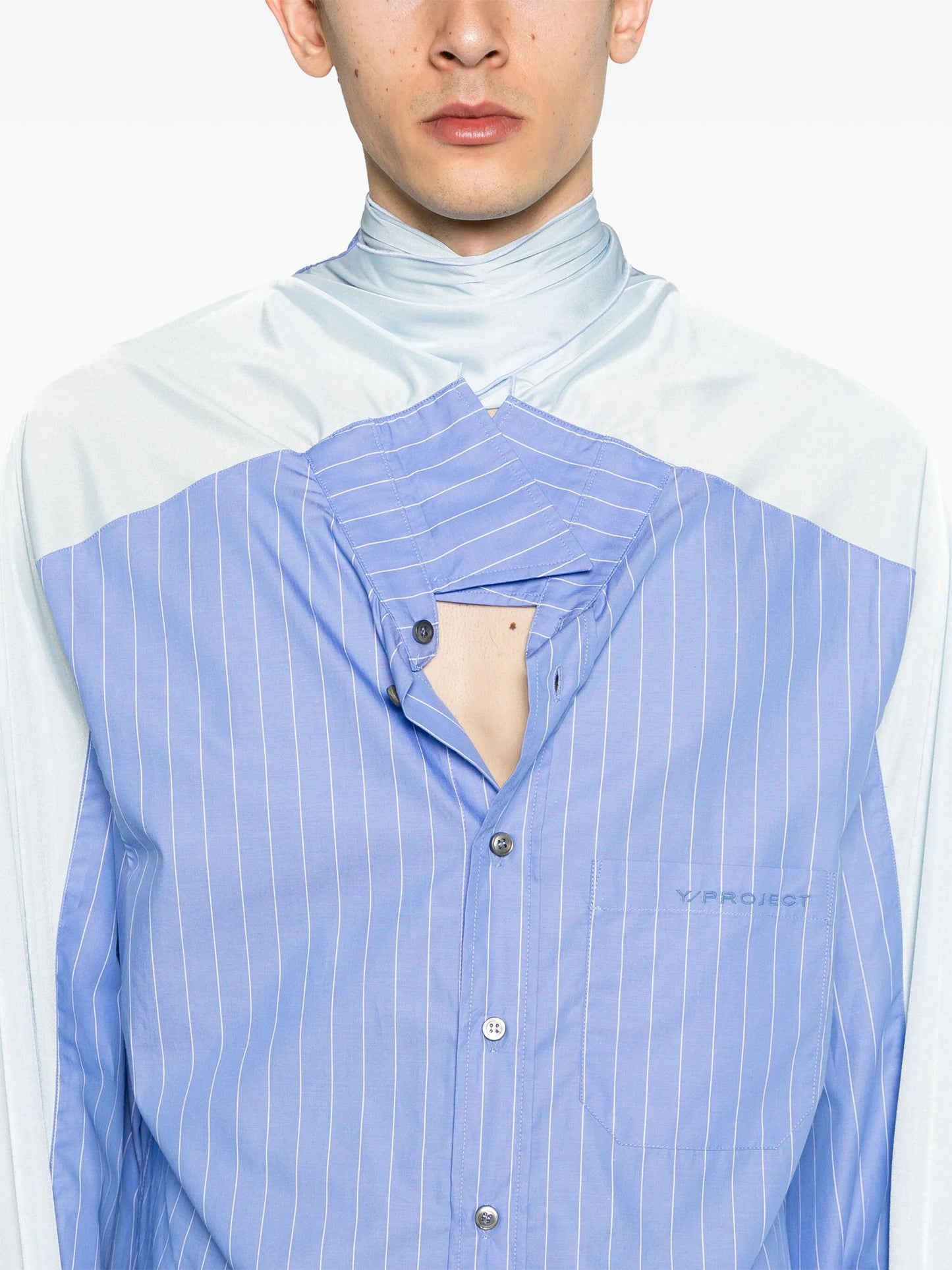 scarf-detail cotton shirt
