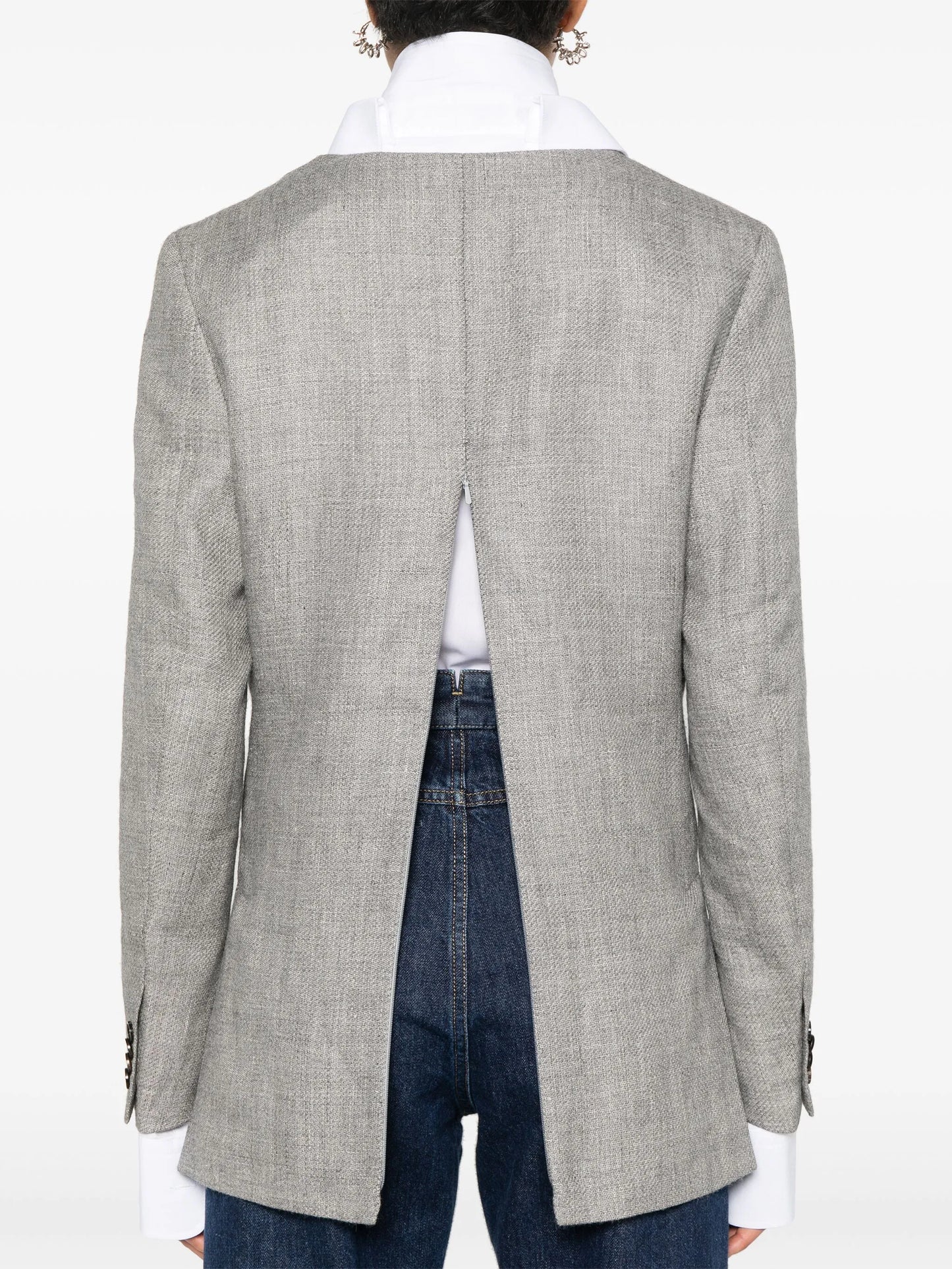 x Zegna collarless V-neck blazer