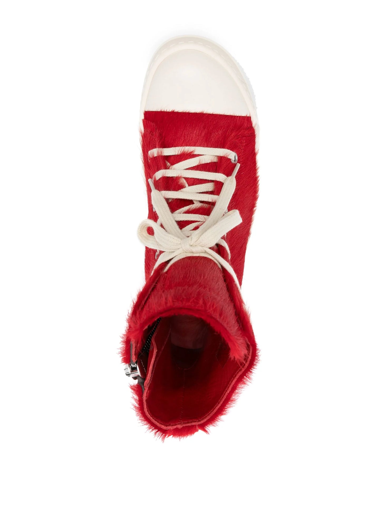 fur-texture leather sneakers
