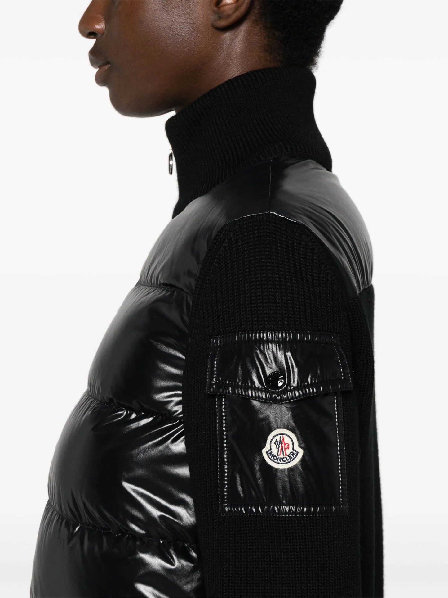 knitted-panels puffer jacket