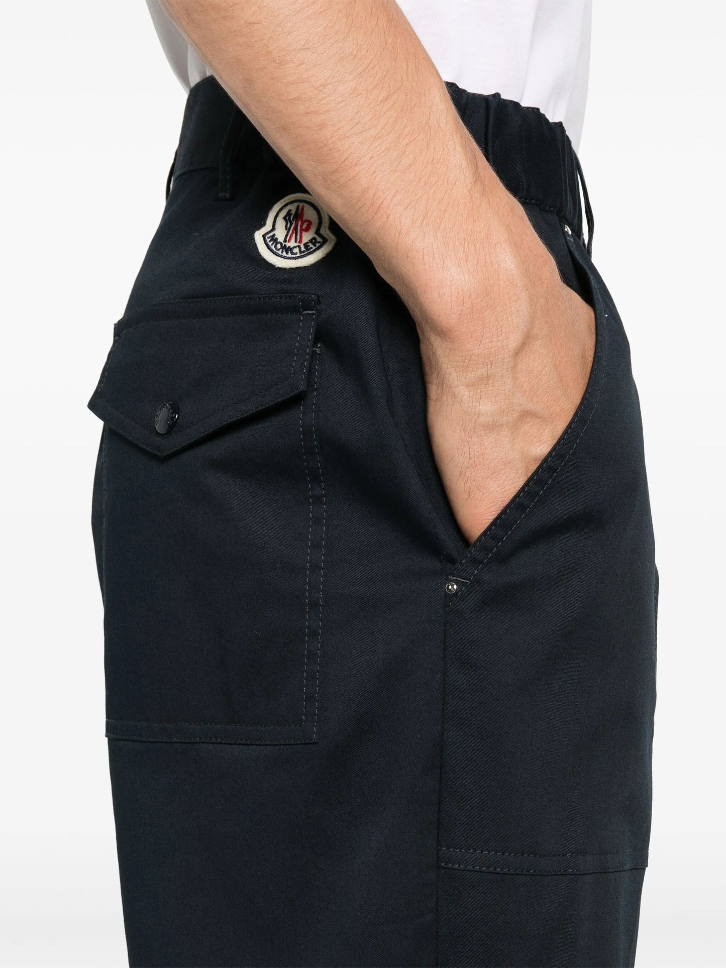 logo-patch gabardine tapered trousers
