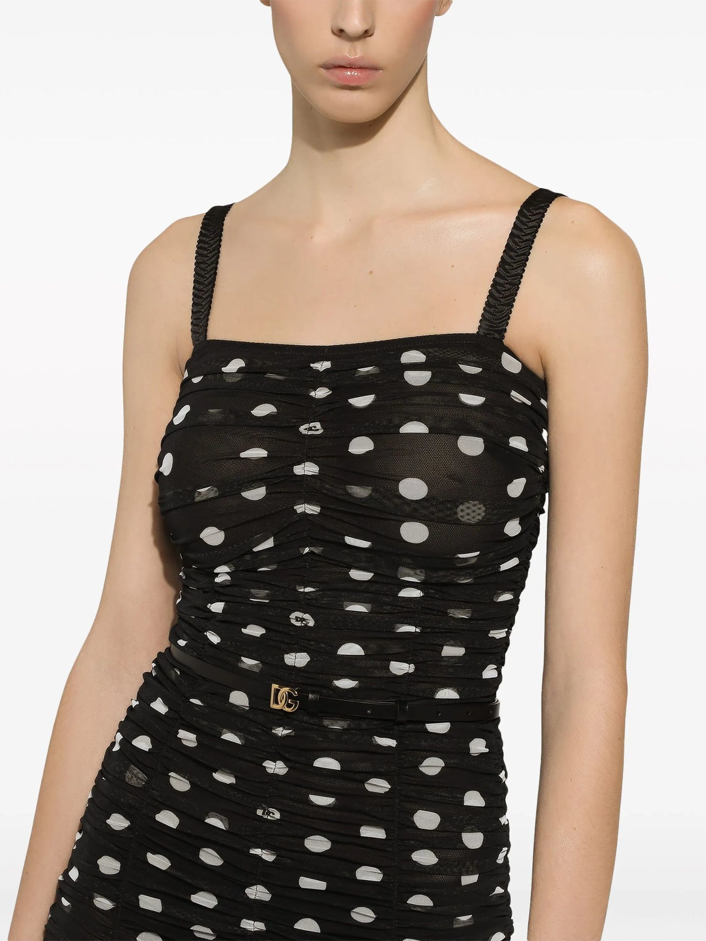 polka-dot tulle midi dress