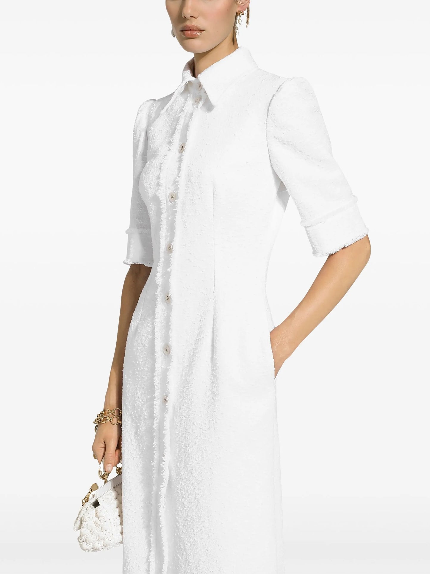 tweed shirt midi dress