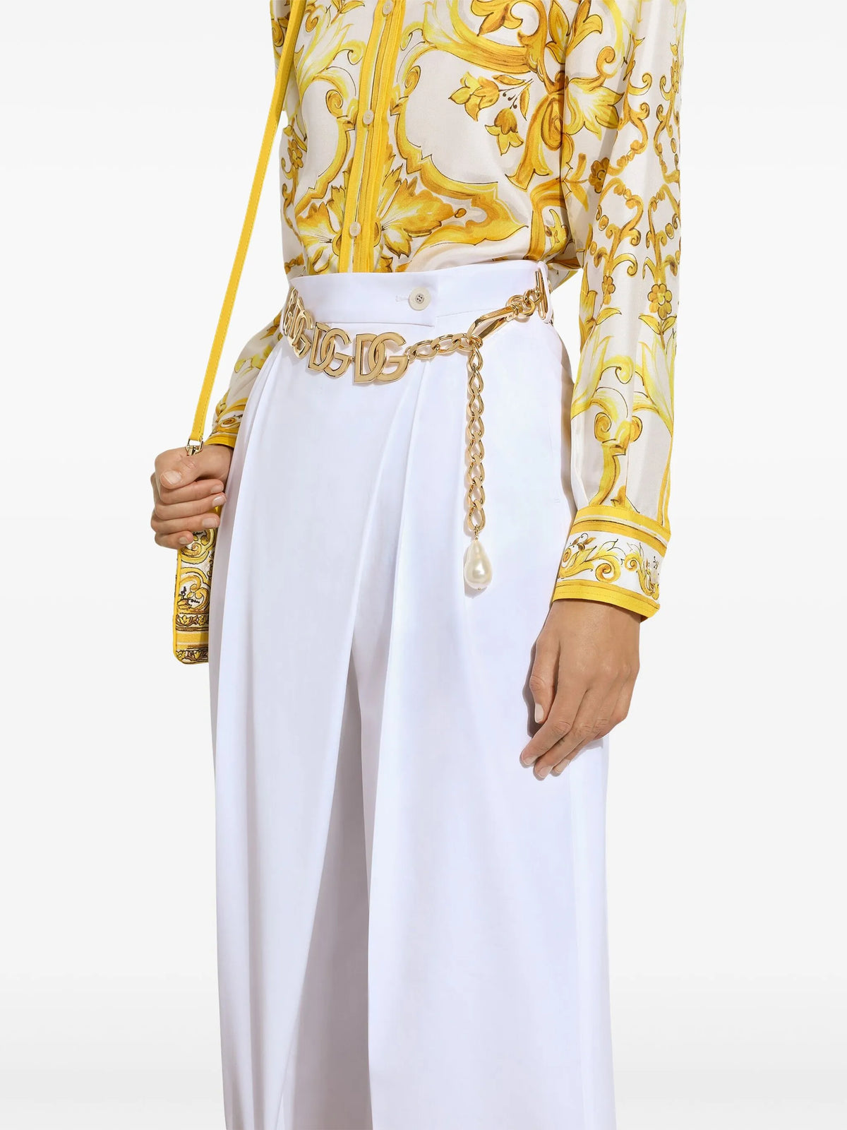wrap-front wide-leg trousers