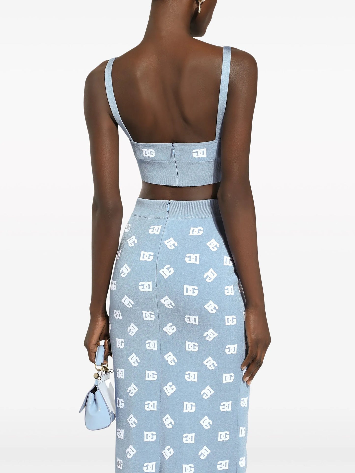 DNA logo embroidered cropped top