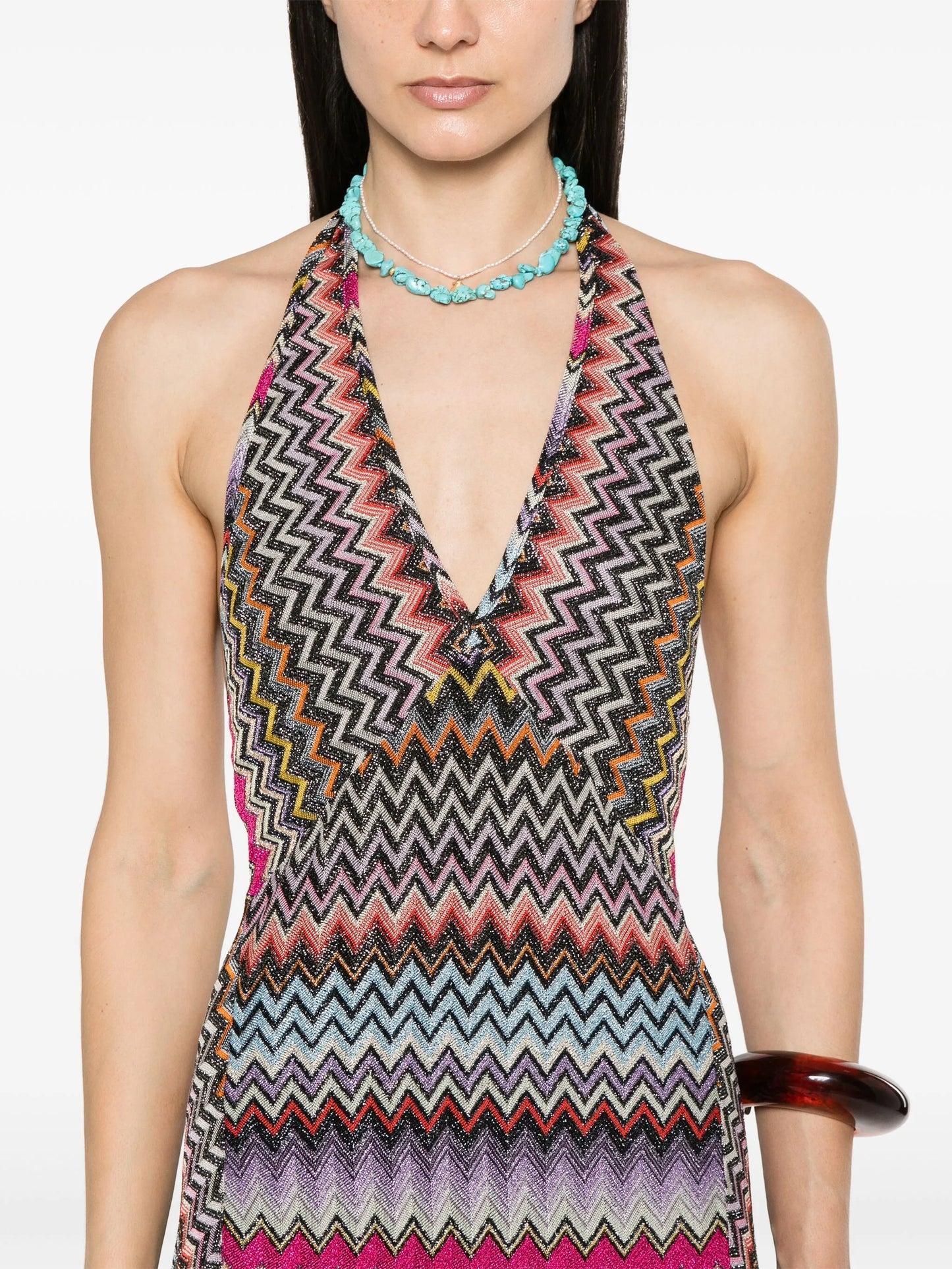 zigzag-woven maxi dress