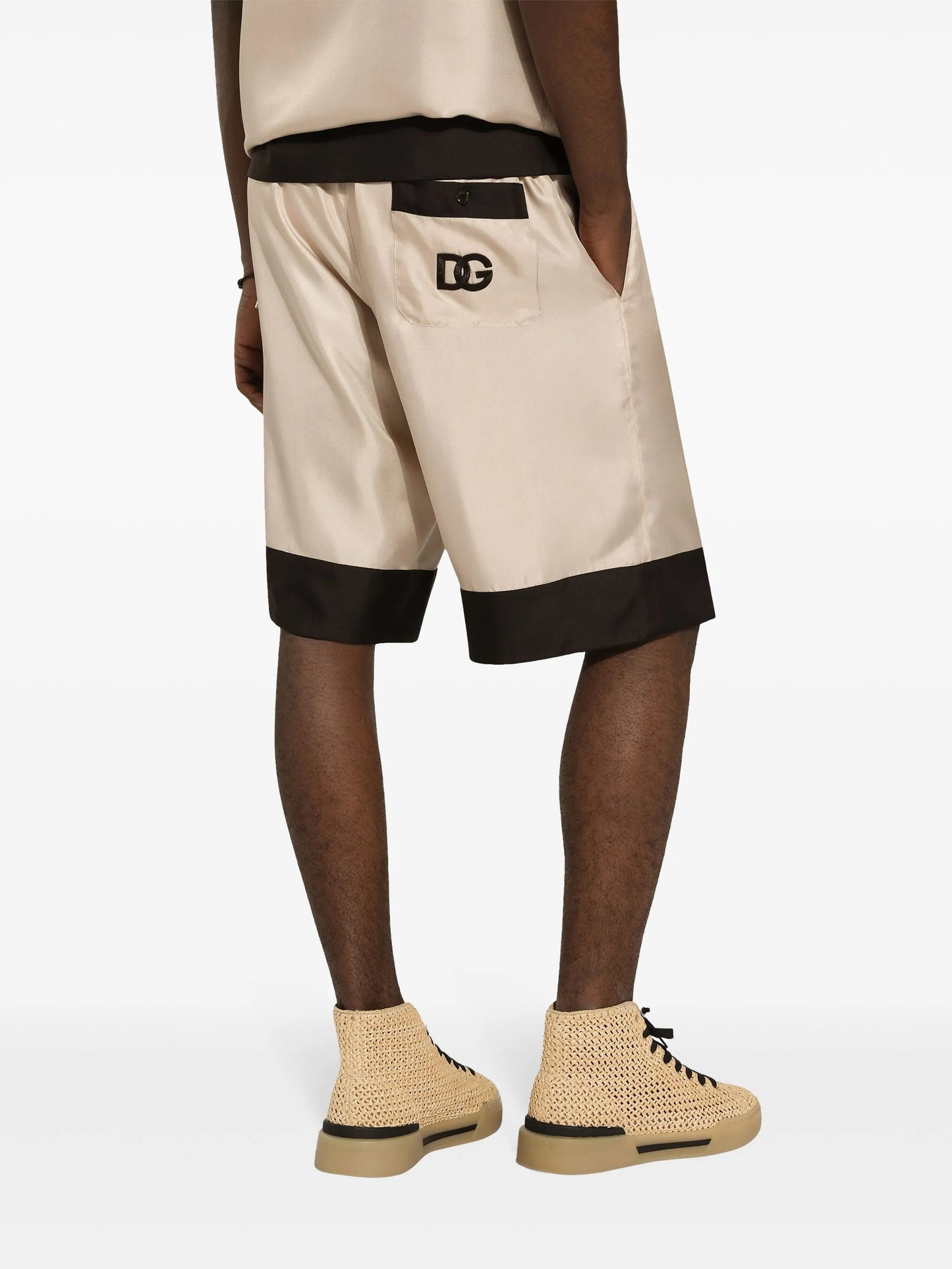 logo-embroidered silk shorts