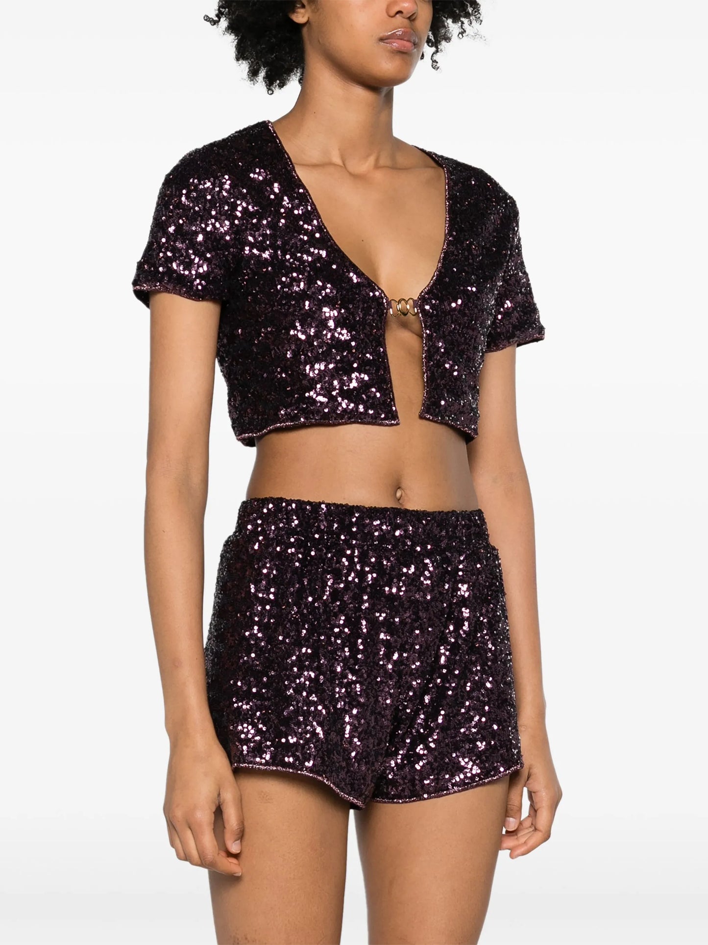 sequinned cropped cardigan