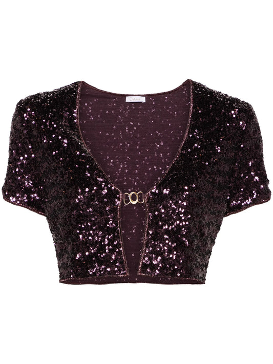 sequinned cropped cardigan