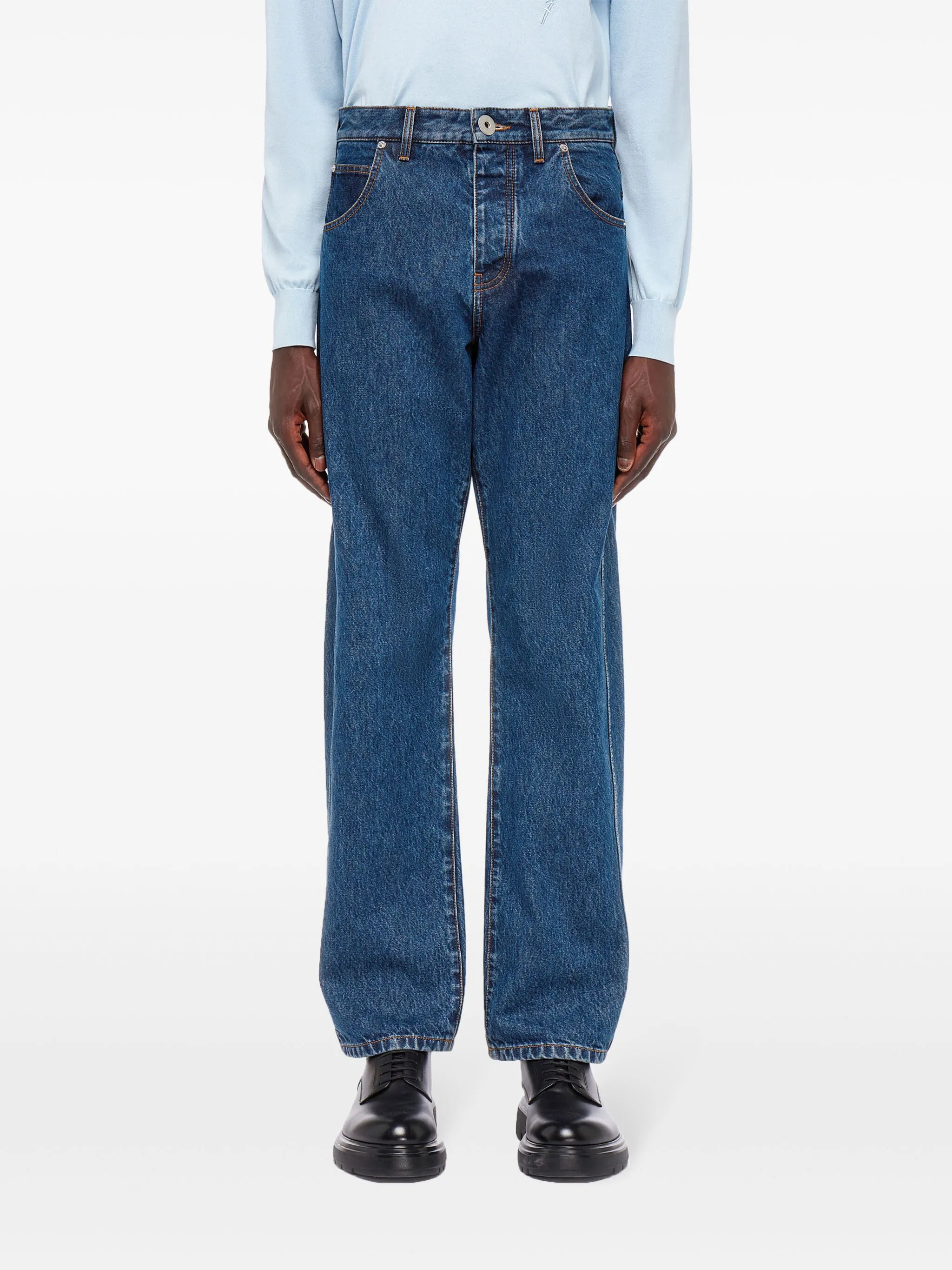 mid-rise straight-leg jeans