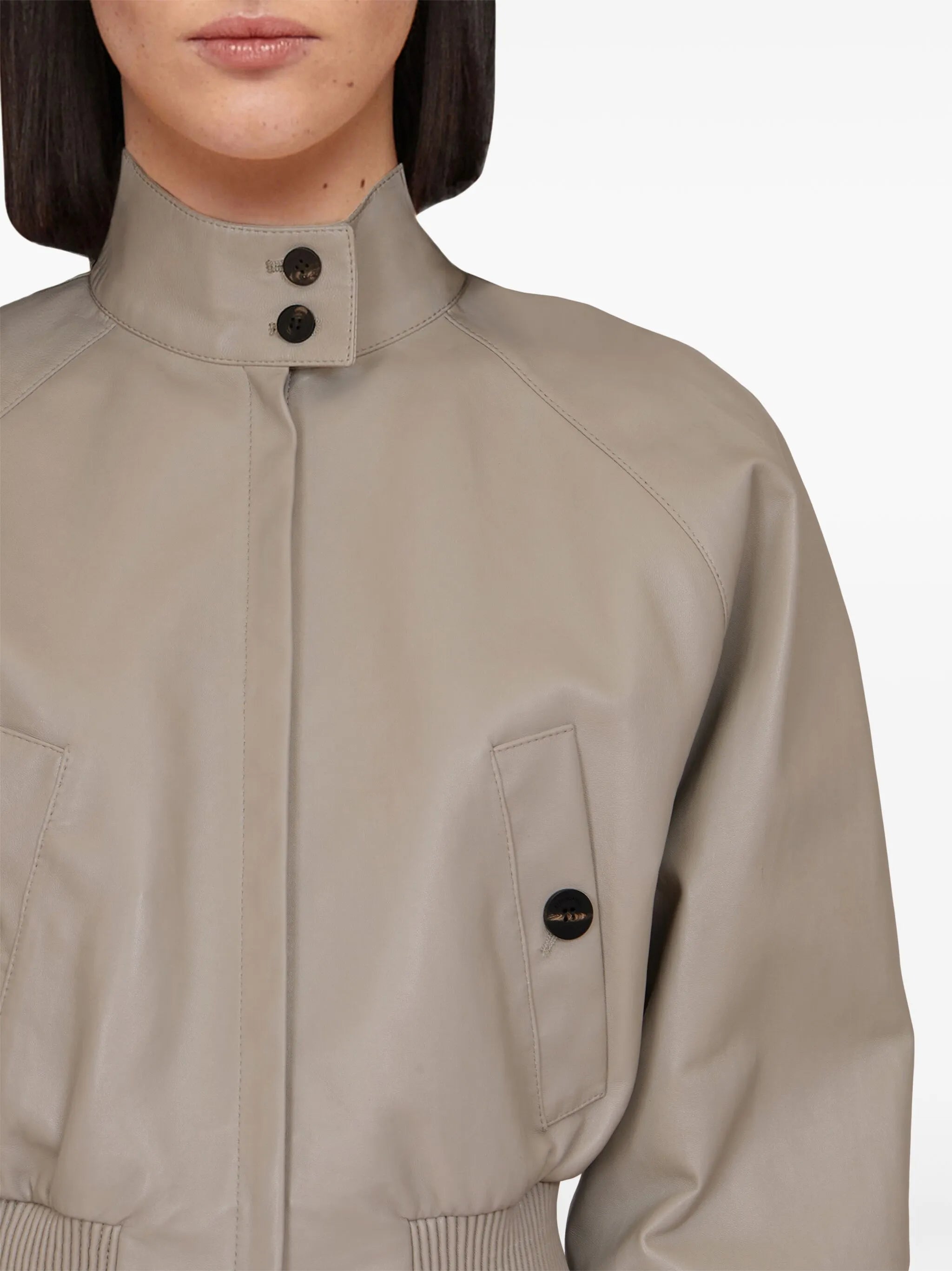 cropped nappa bomber jacket