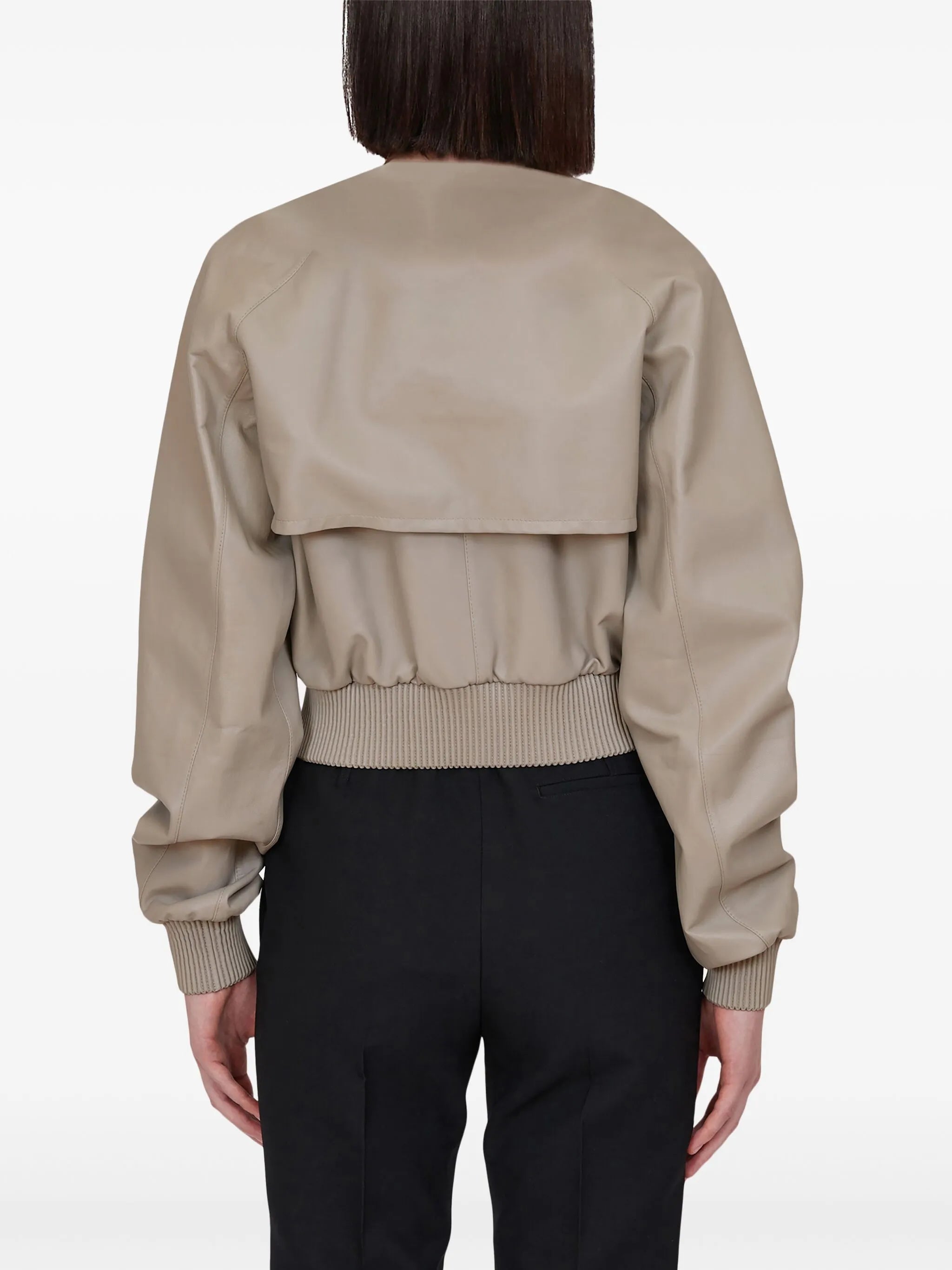 cropped nappa bomber jacket