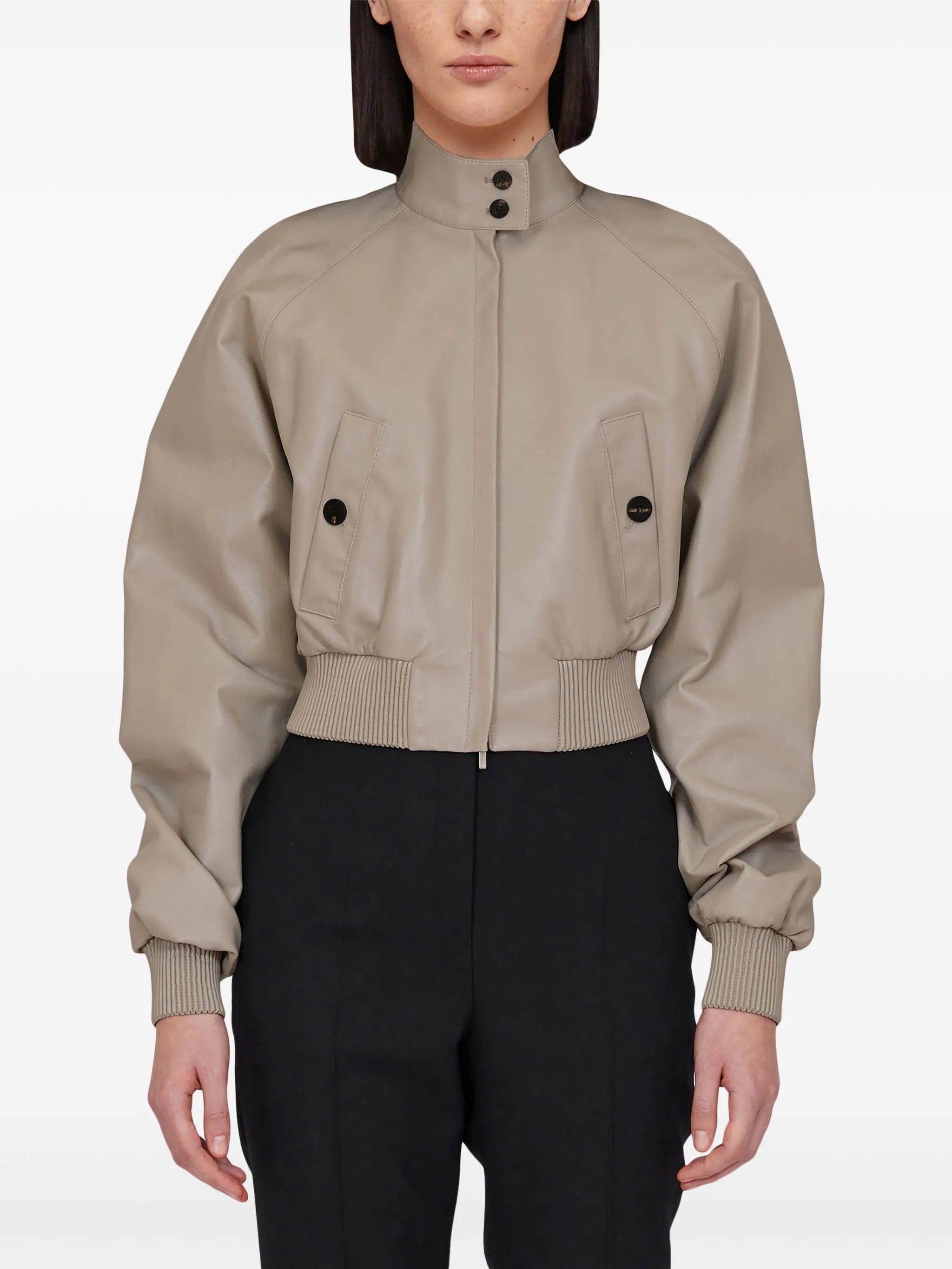 cropped nappa bomber jacket