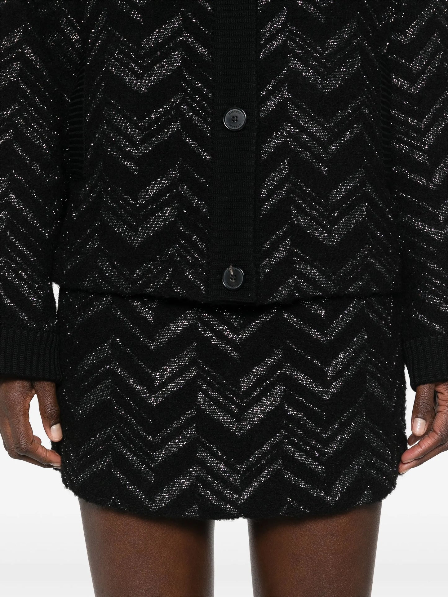 zigzag-woven lurex-detailed miniskirt