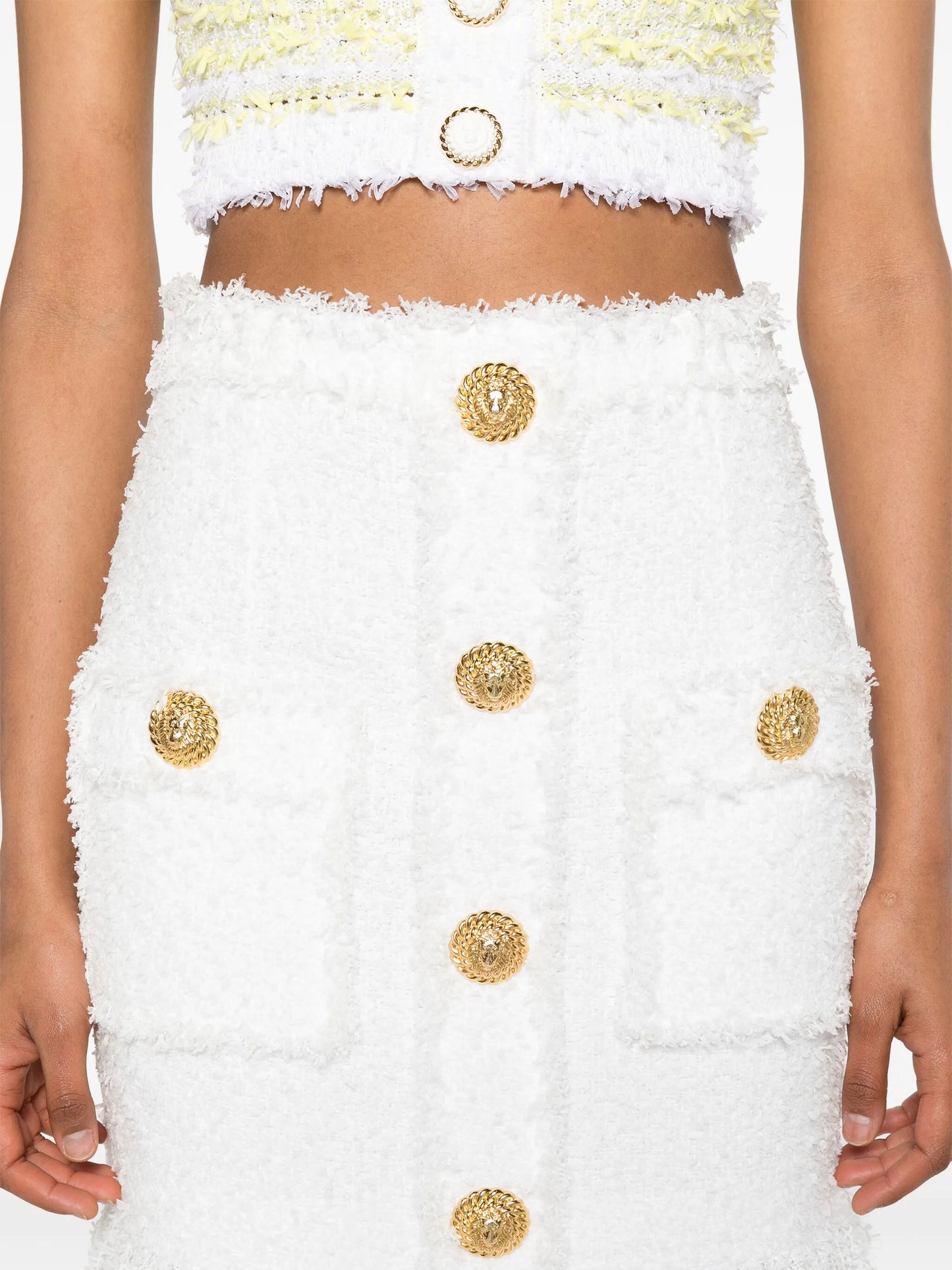 high-waist tweed miniskirt