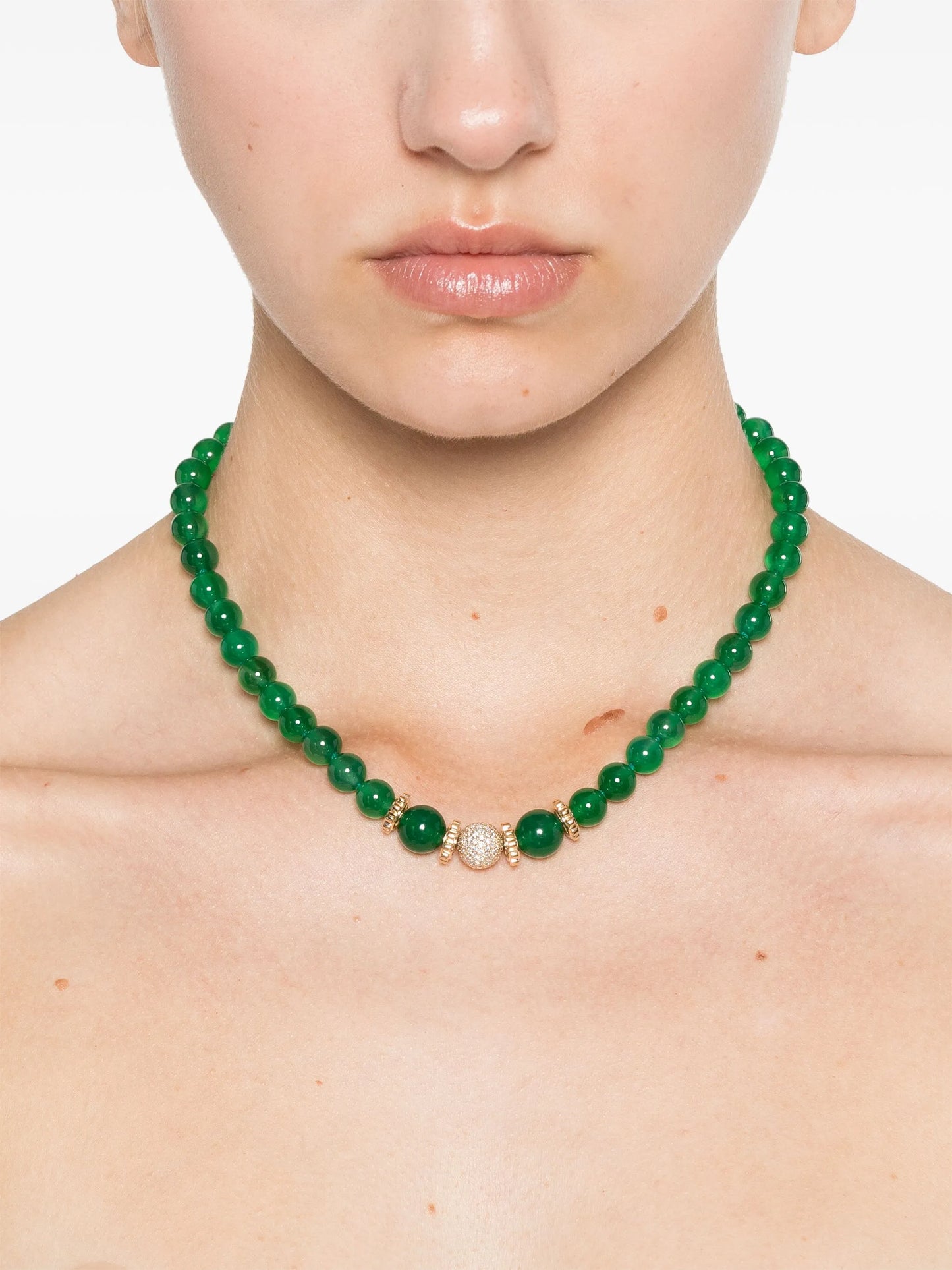 14kt yellow gold Scallop Rondelle beaded necklace