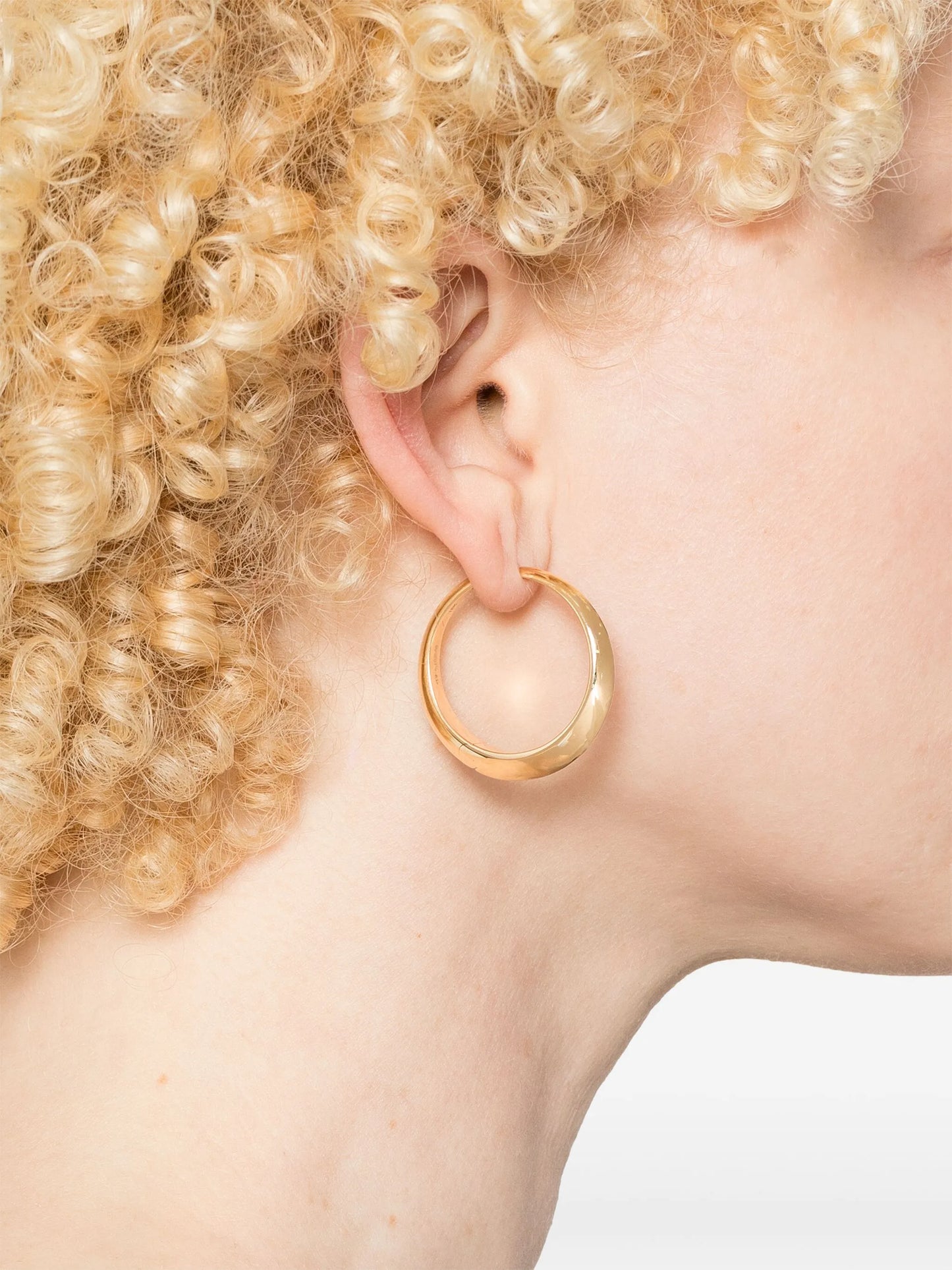 18K yellow gold XL thin crescent hoop earrings
