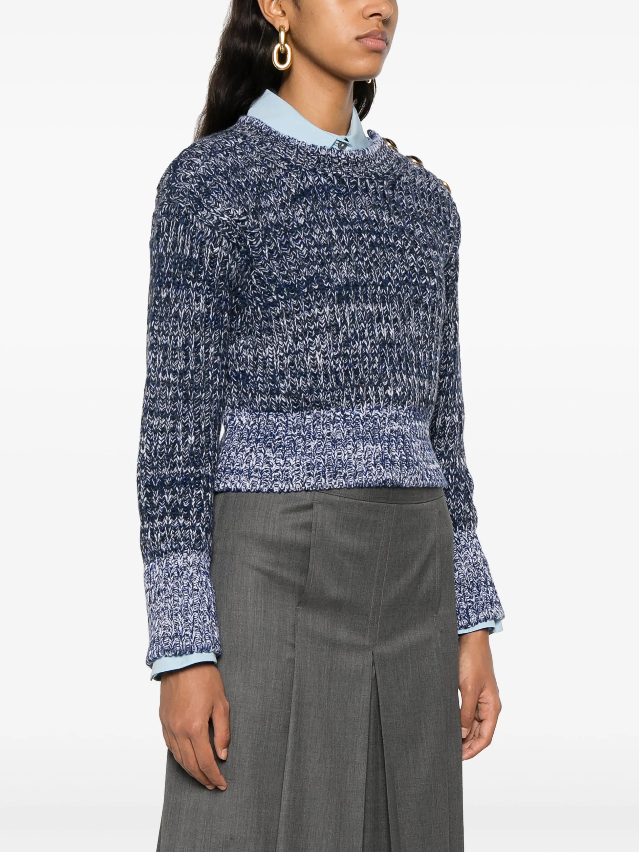 mélange-effect wool jumper
