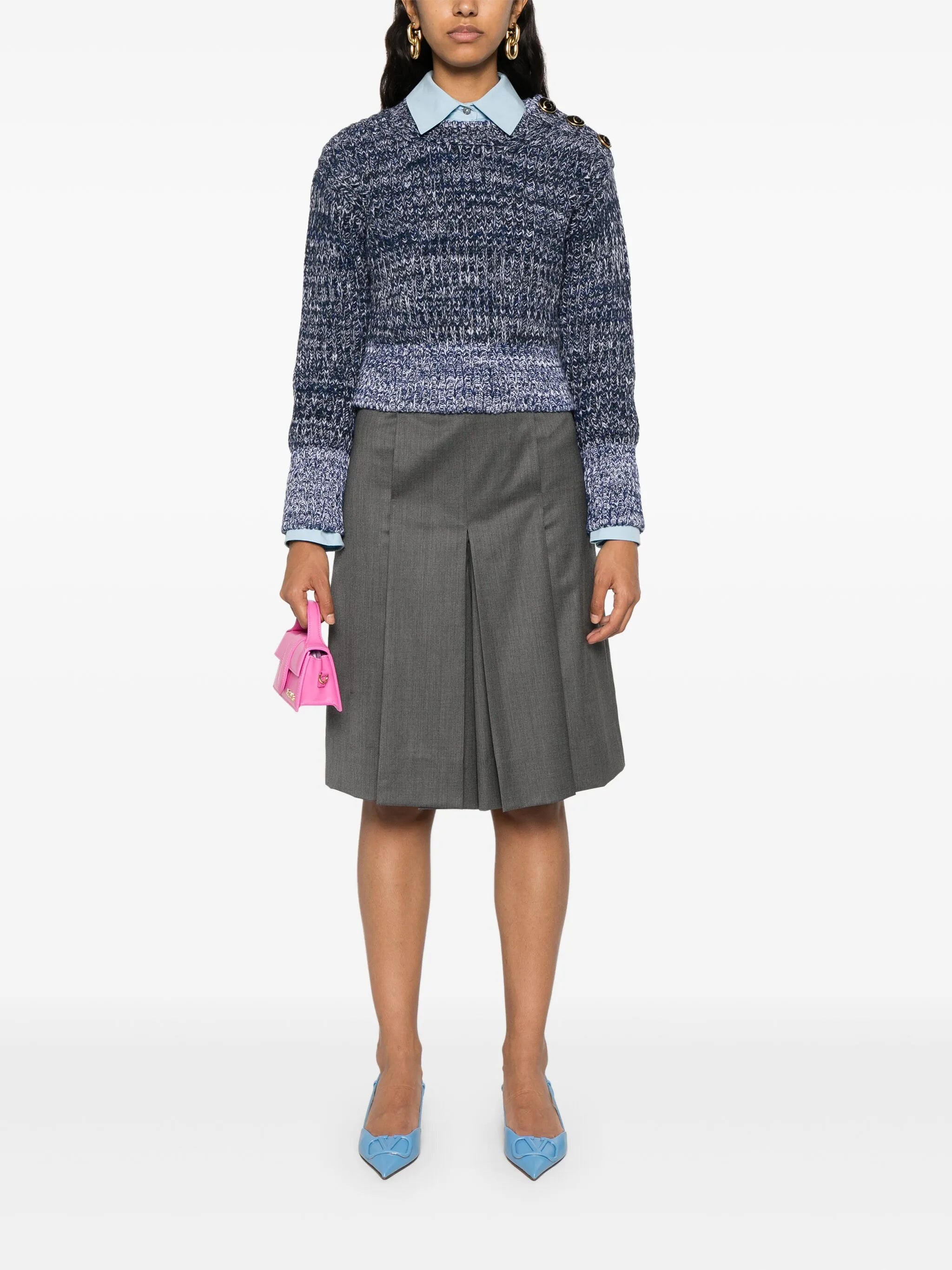 mélange-effect wool jumper