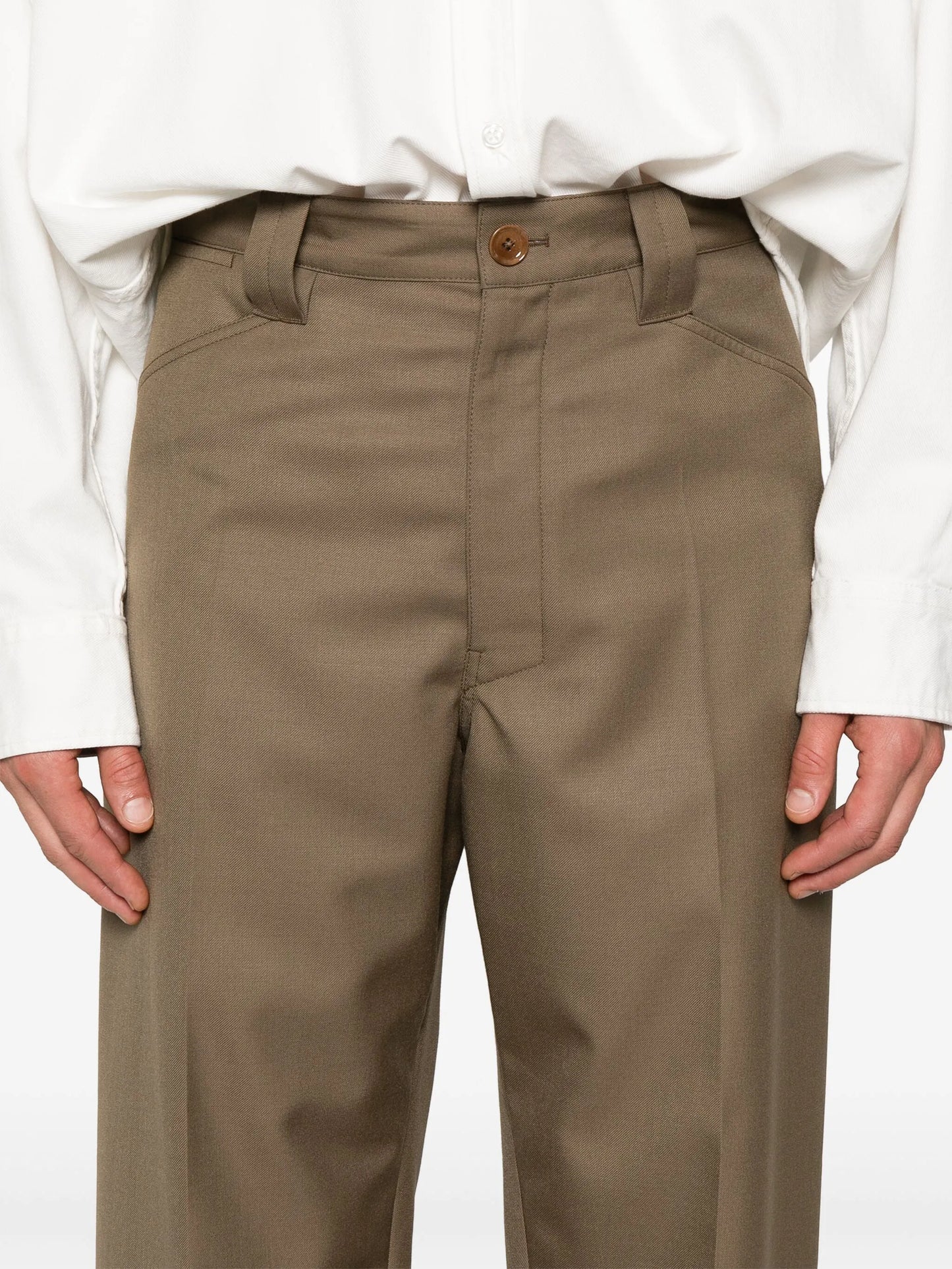 pressed-crease straight trousers