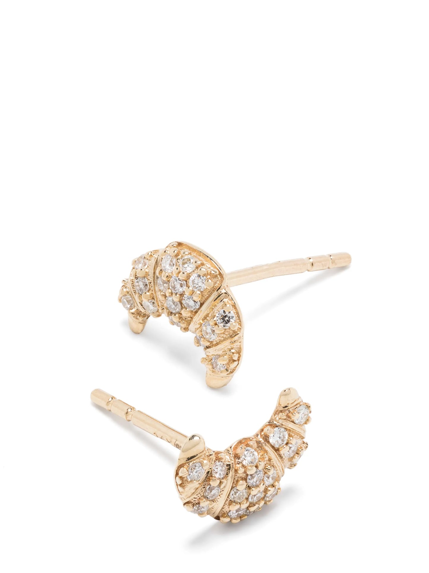 14kt yellow gold Small Croissant diamond stud earrings