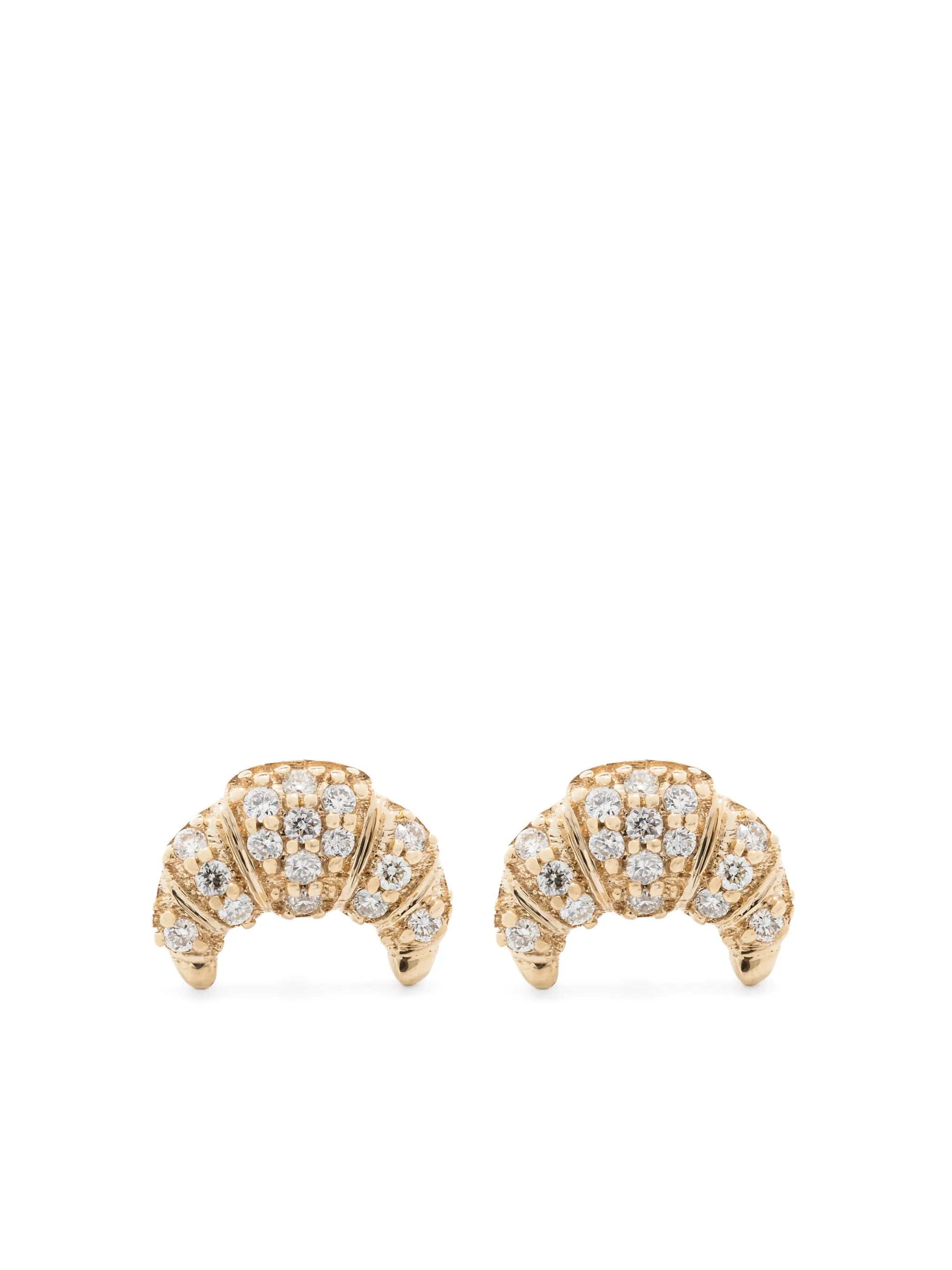 14kt yellow gold Small Croissant diamond stud earrings