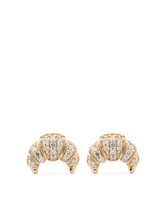14kt yellow gold Small Croissant diamond stud earrings