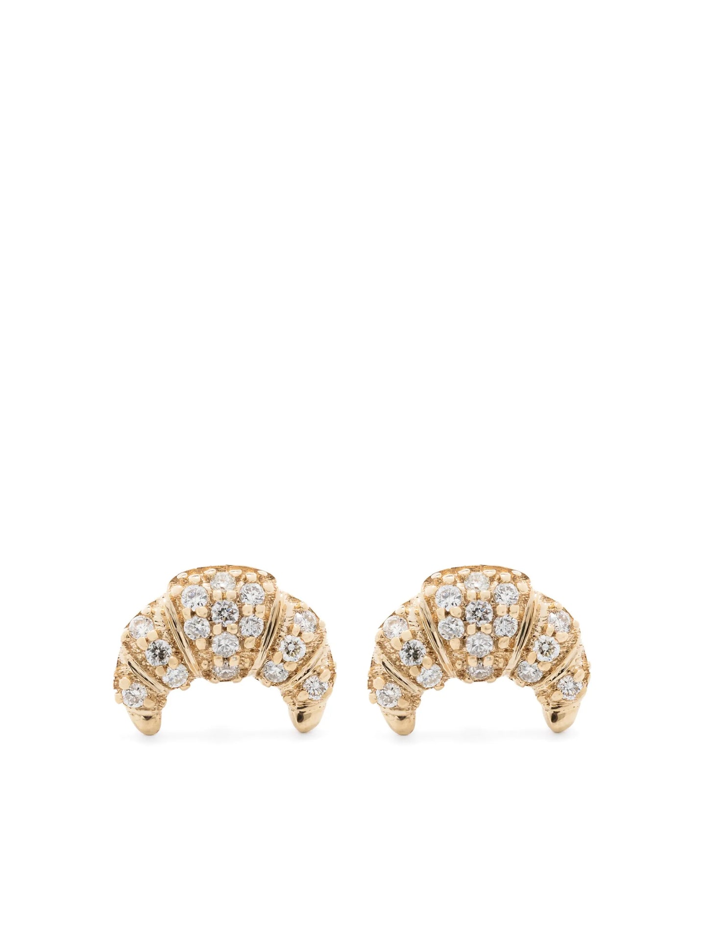14kt yellow gold Small Croissant diamond stud earrings
