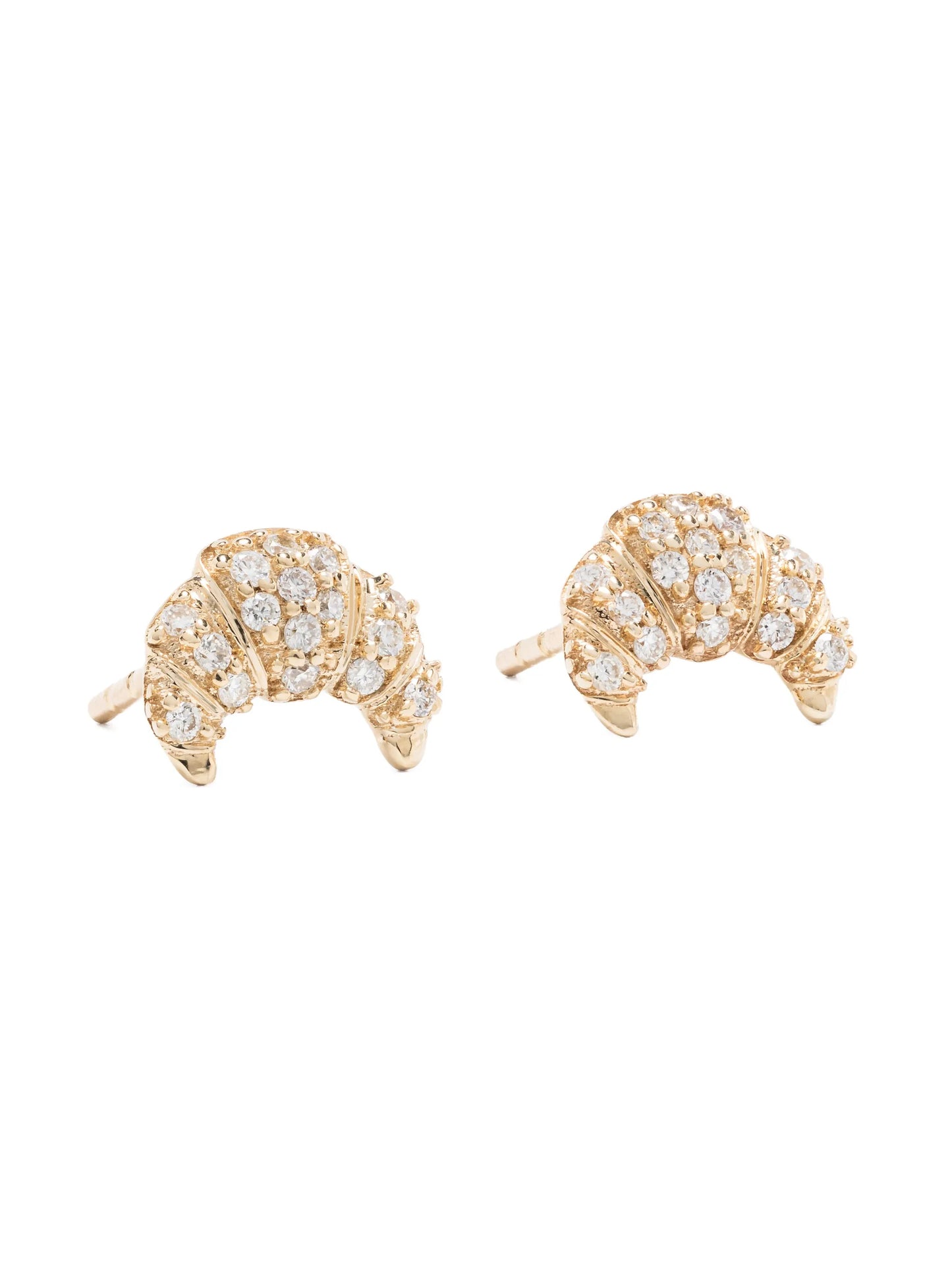 14kt yellow gold Small Croissant diamond stud earrings