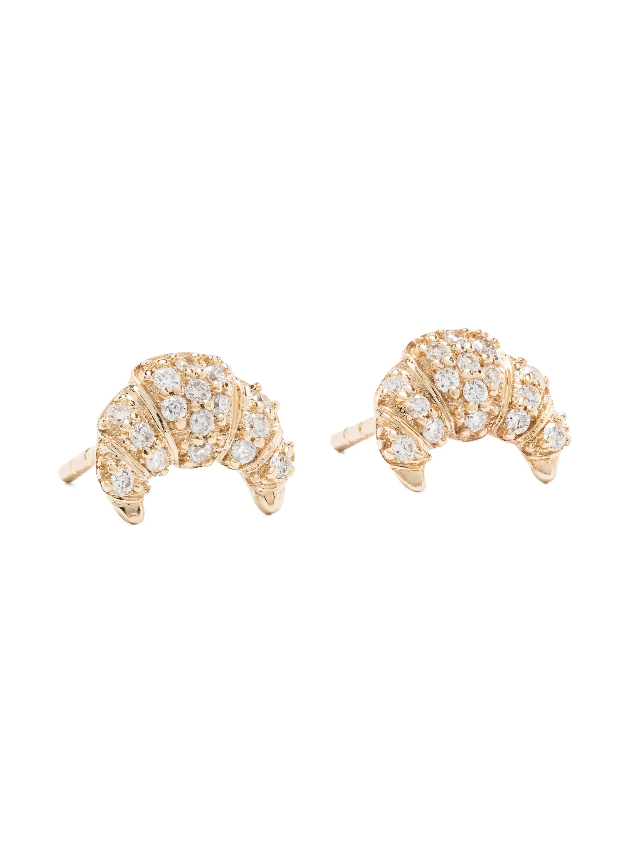 14kt yellow gold Small Croissant diamond stud earrings