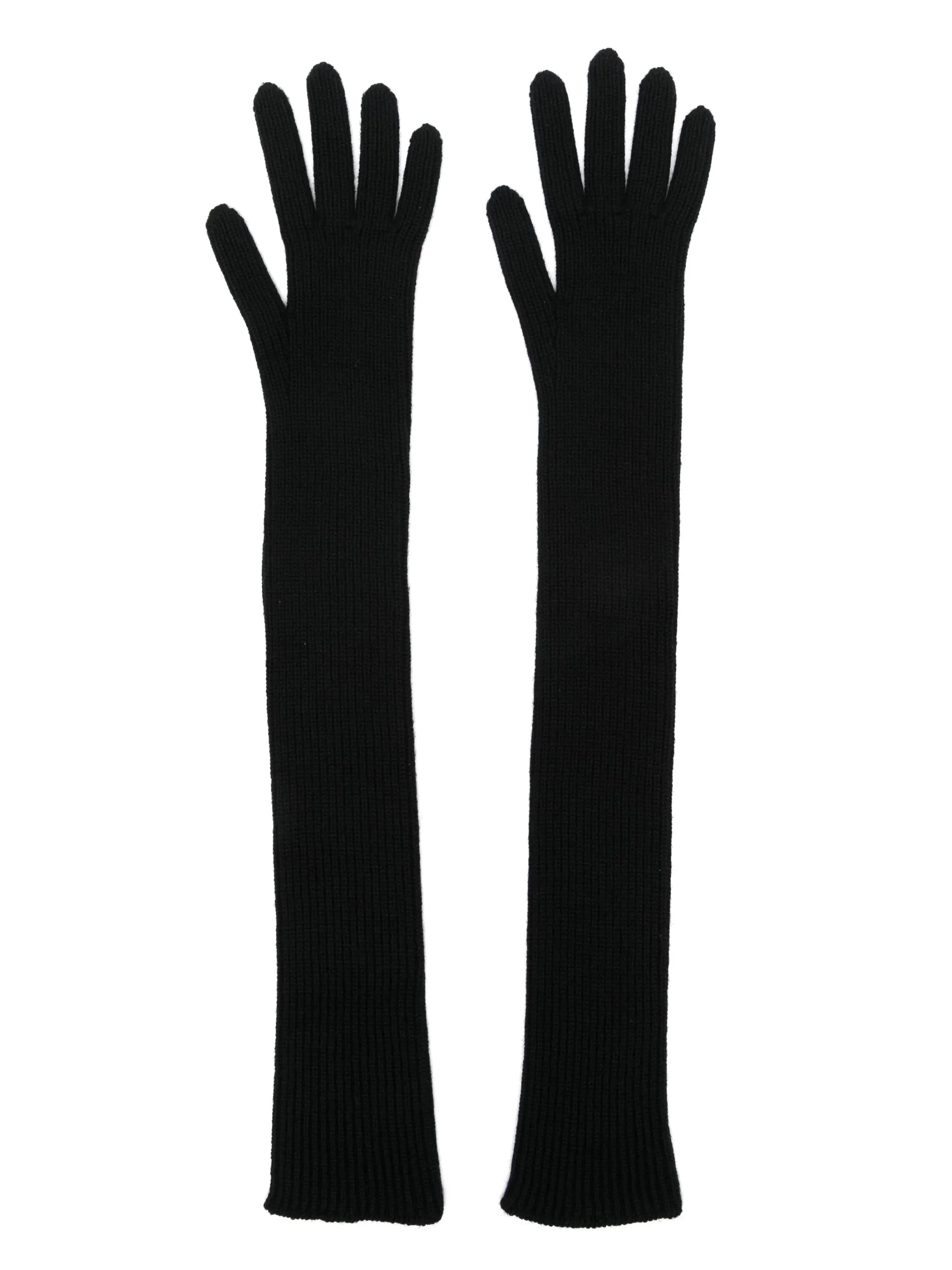 logo-patch ribbed gloves