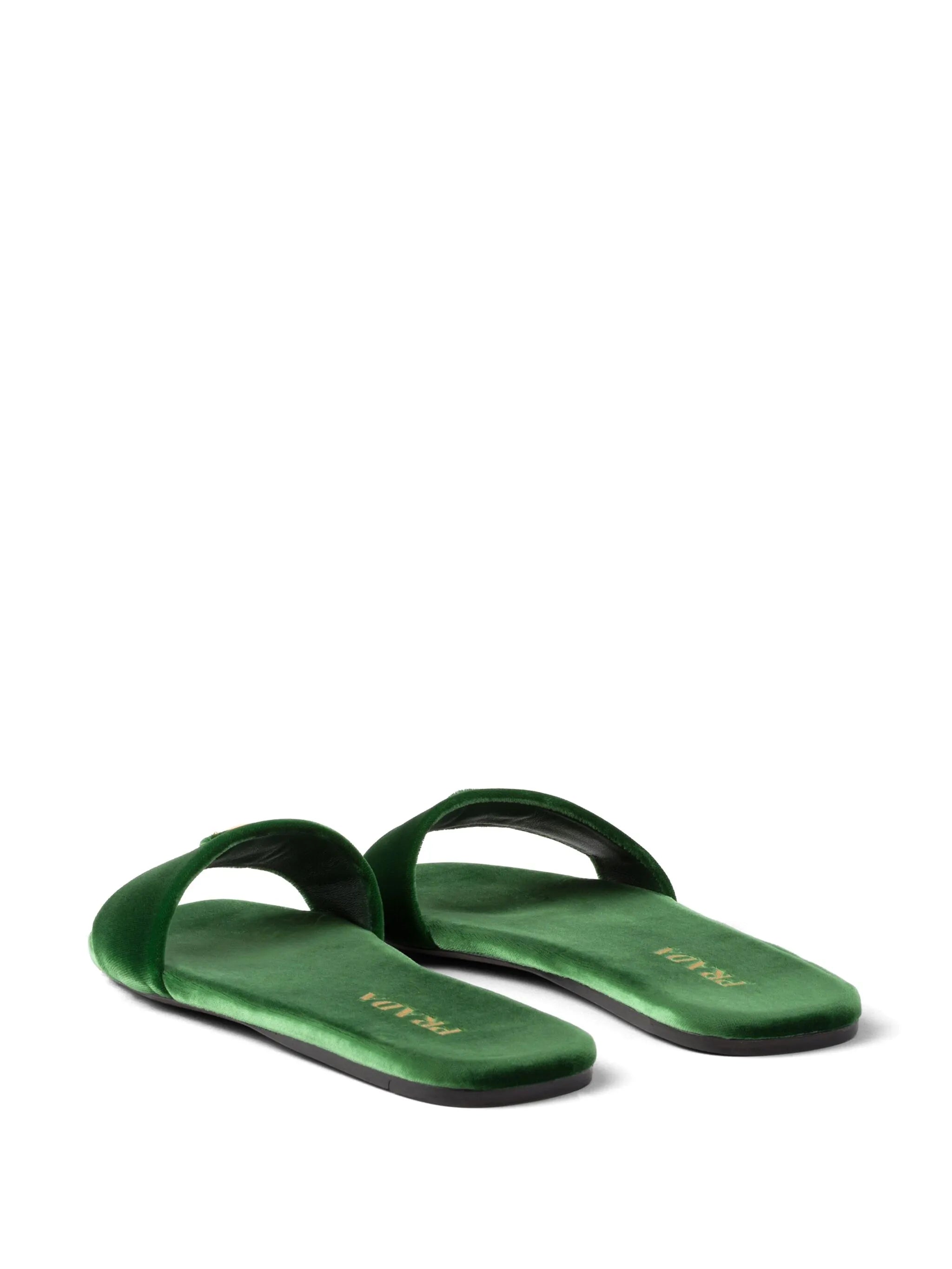 triangle-logo velvet slides