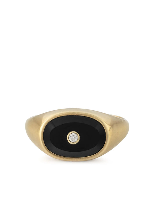 9kt yellow gold Orso onyx and diamond ring