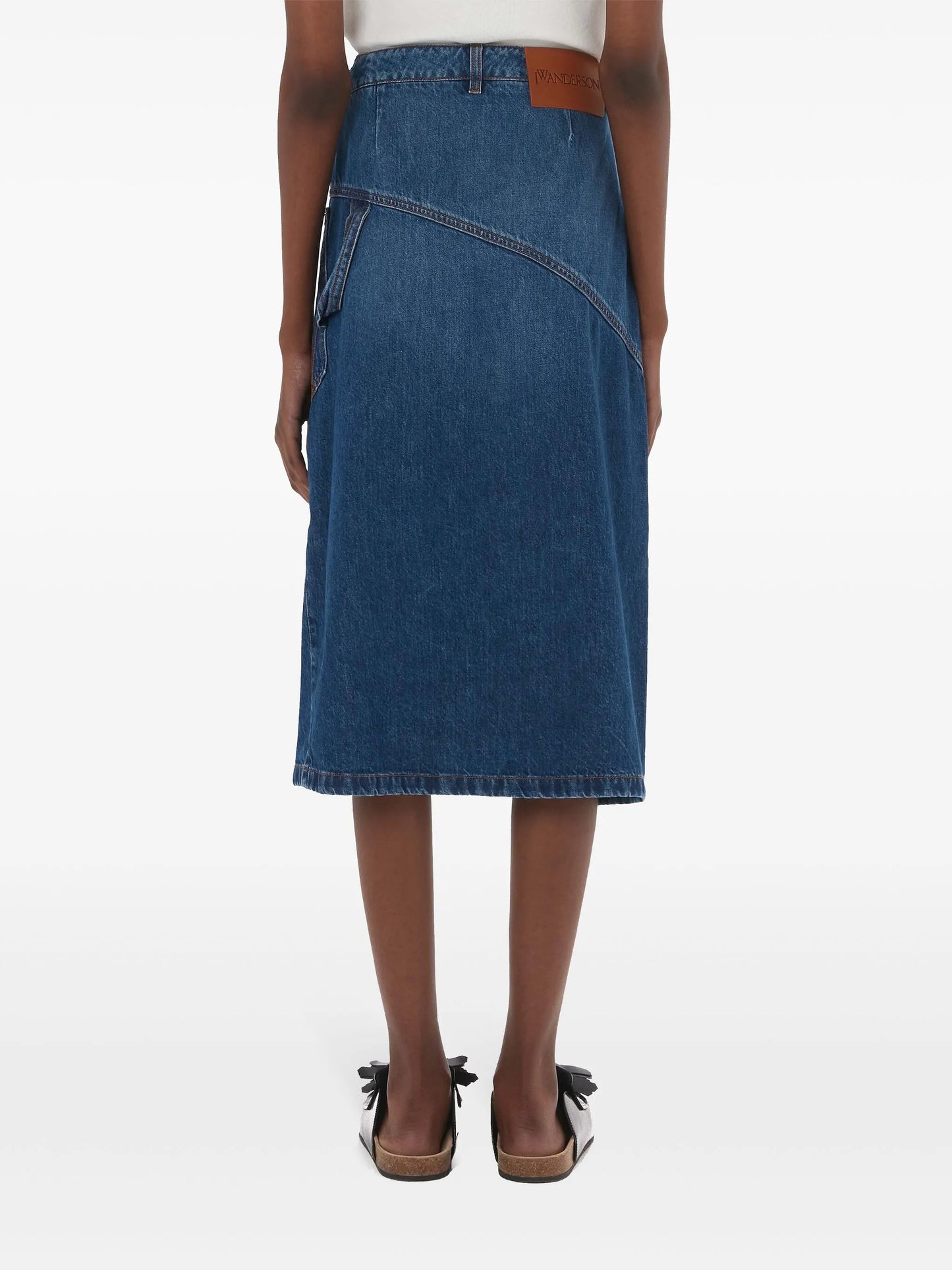 wrap-design denim skirt