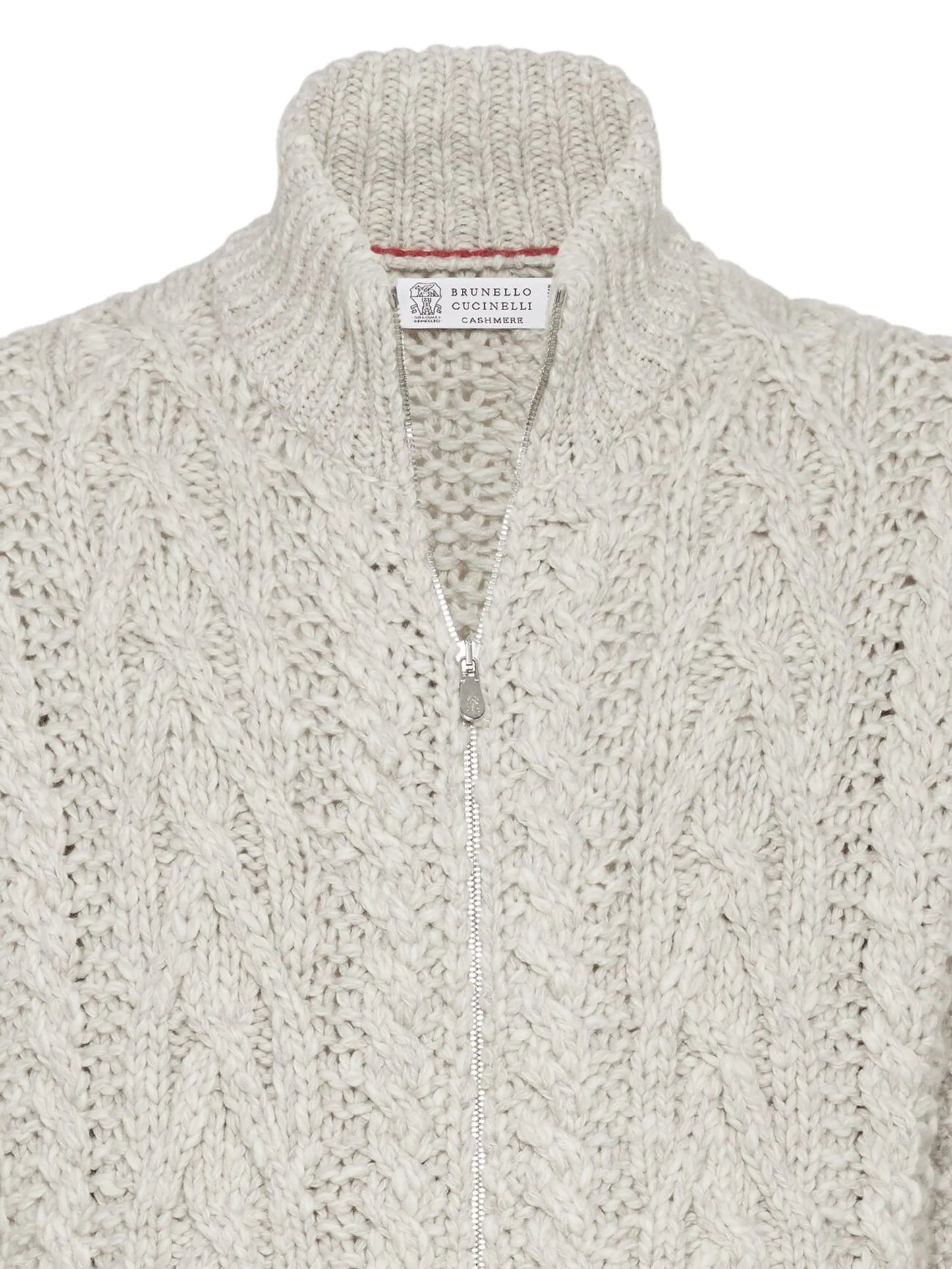 cable-knit zip-up cardigan