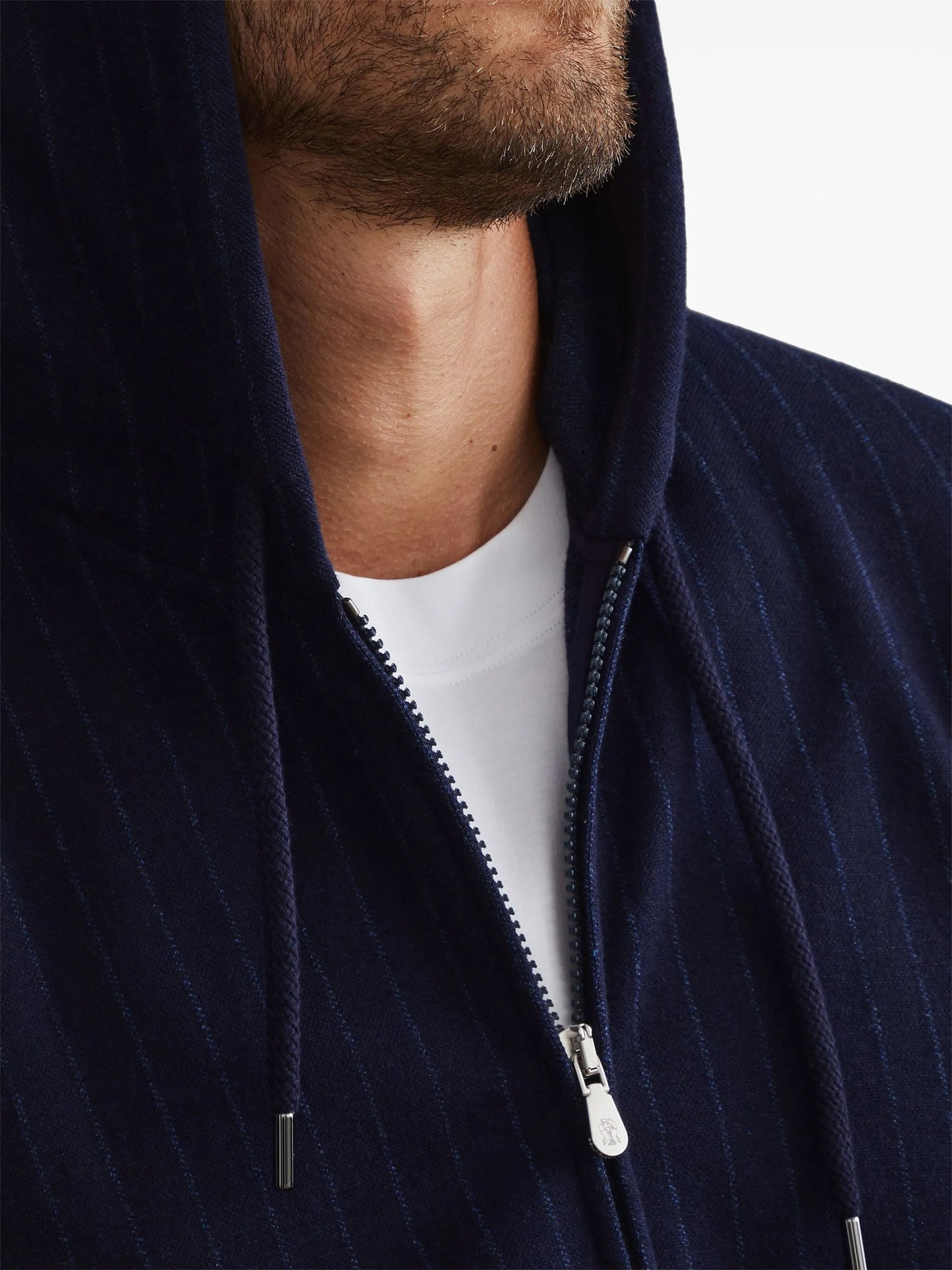 pinstriped zip-up hoodie
