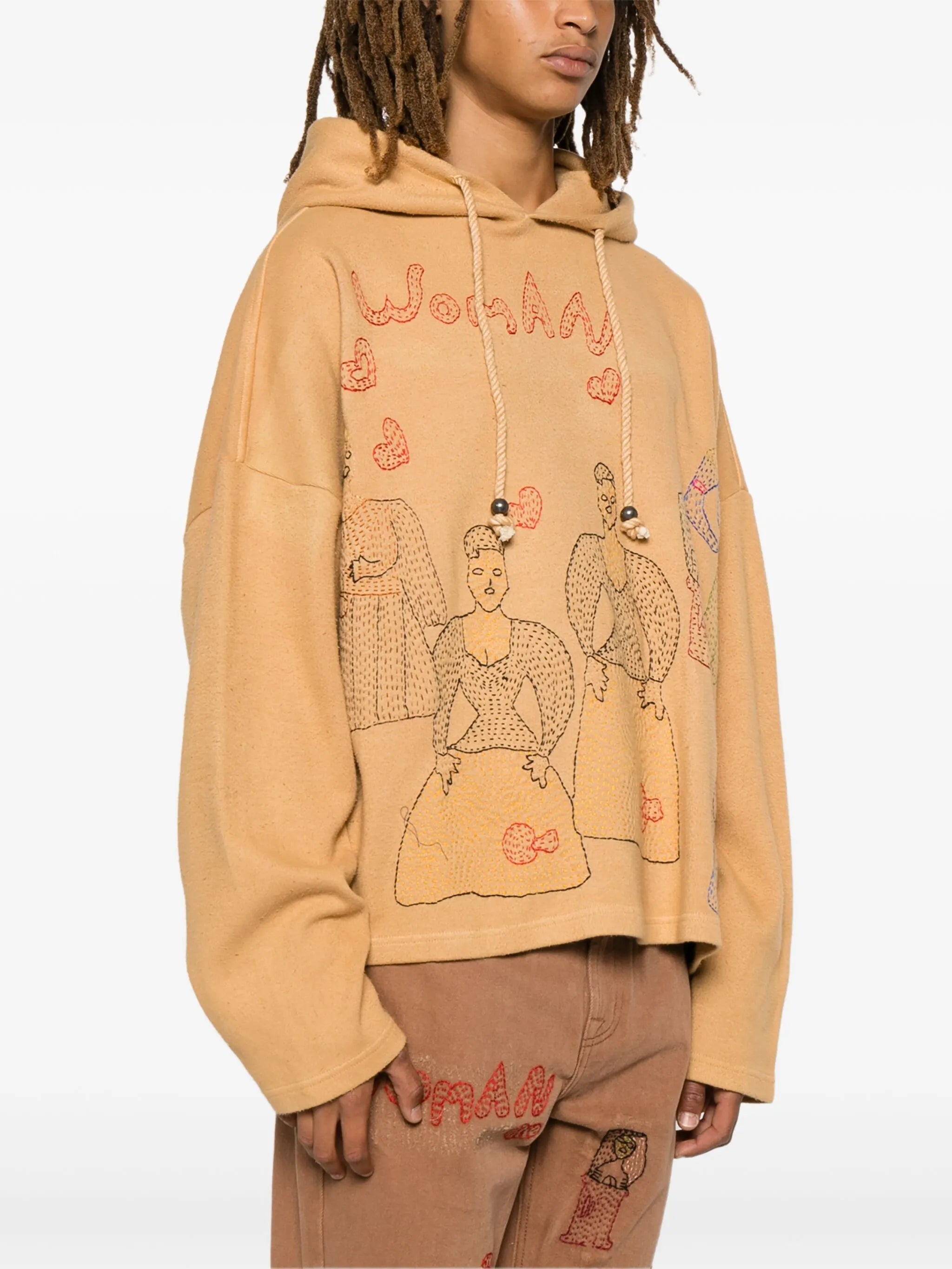 motif-embroidered hoodie
