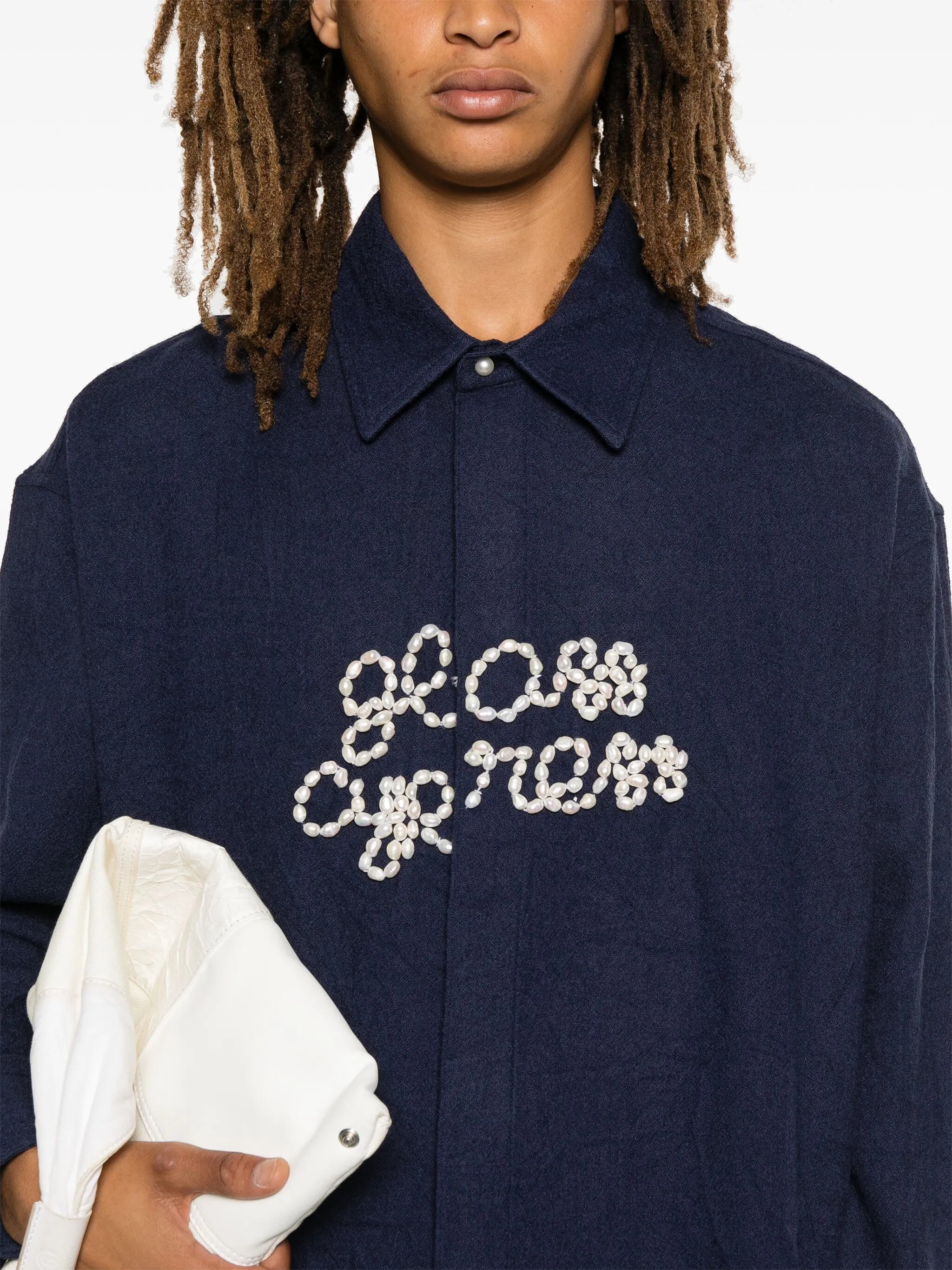 faux-pearl detail shirt