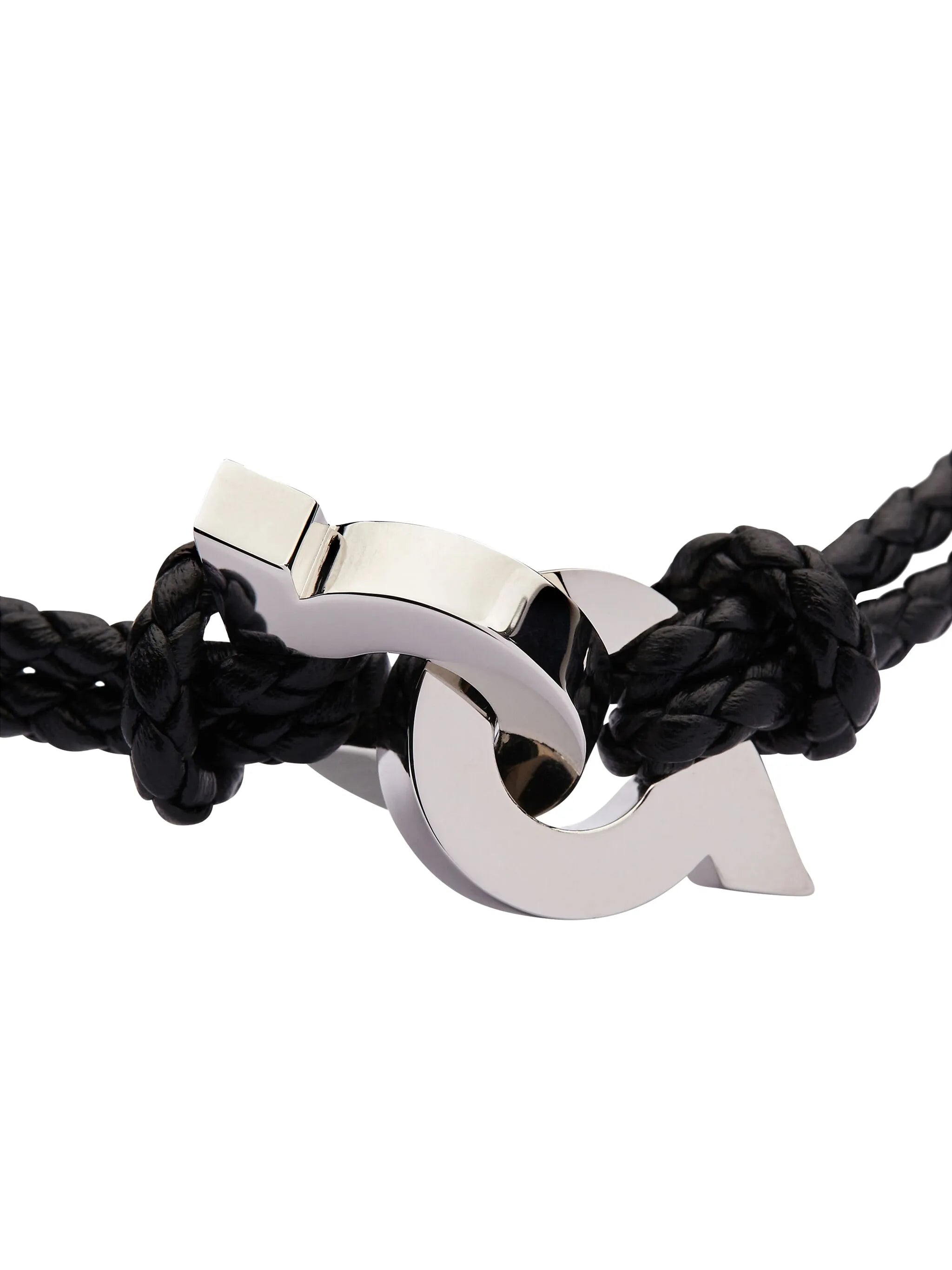 Gancini braided leather bracelet