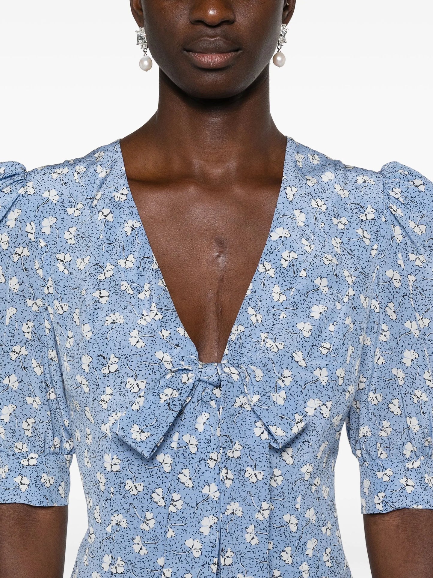 bow-detail silk minidress