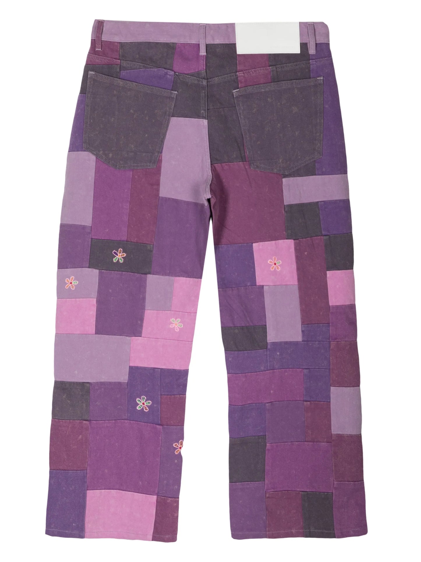 patchwork straight jeans
