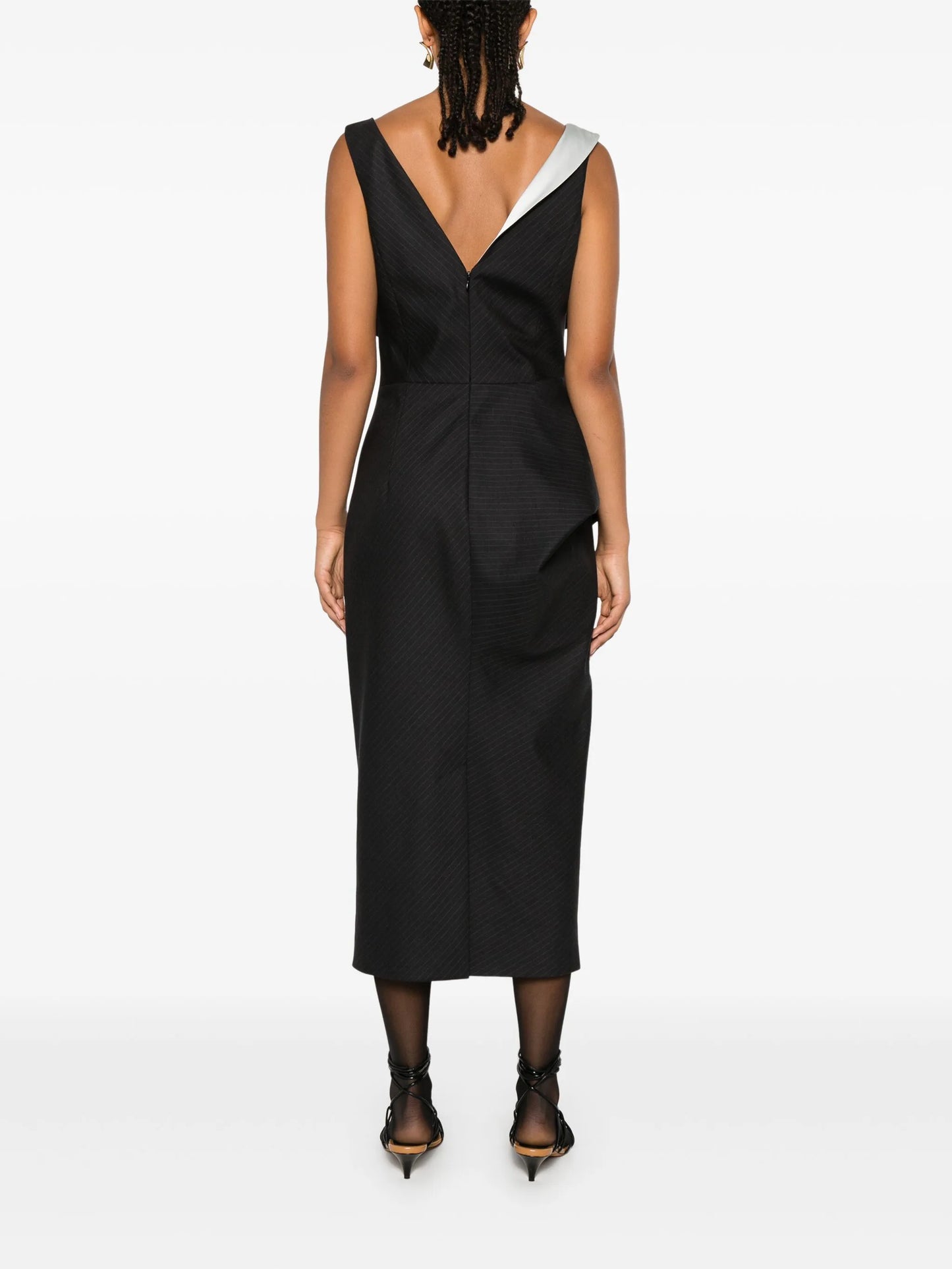 pinstripe midi dress