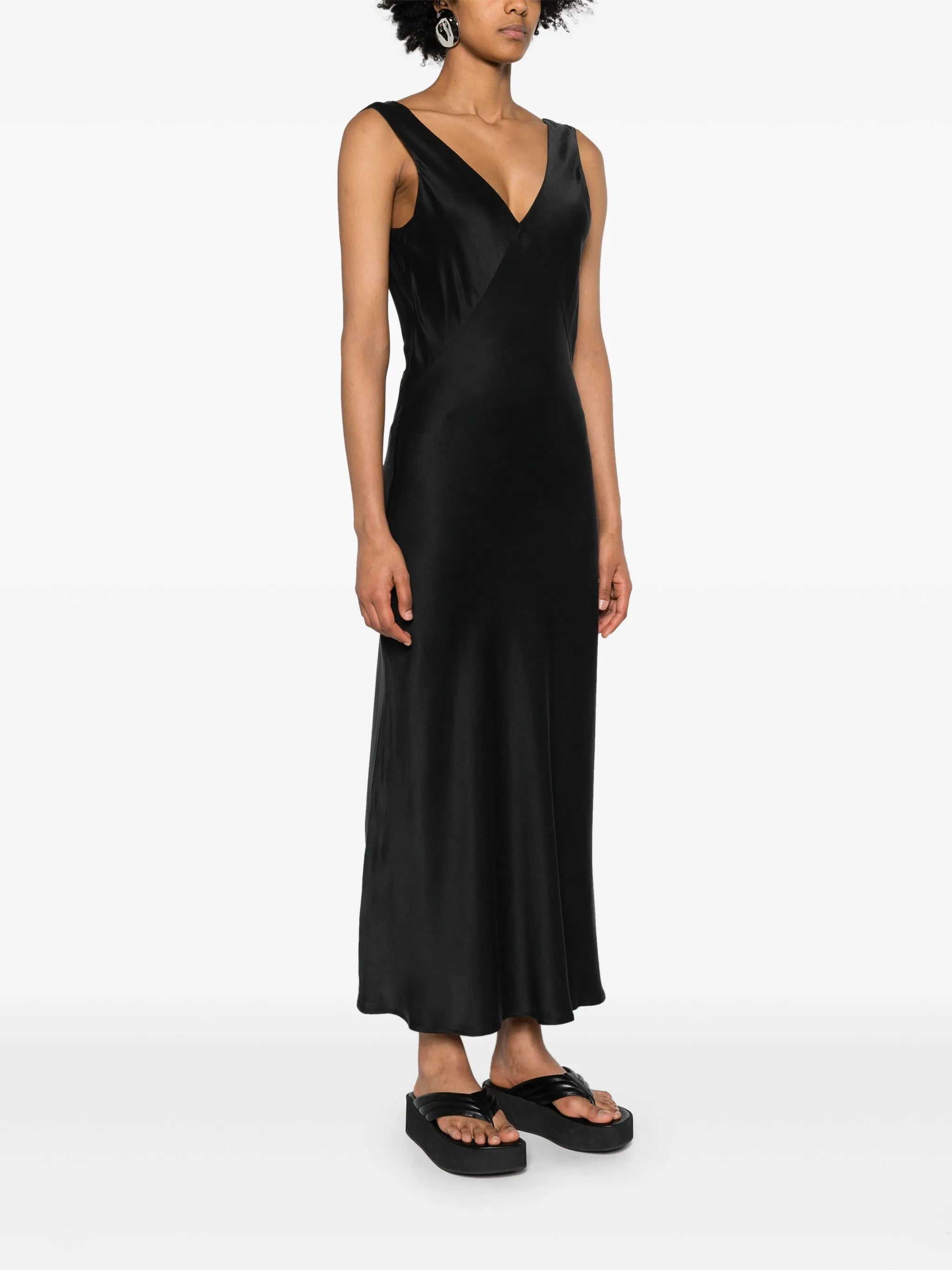 Bordeaux silk maxi dress